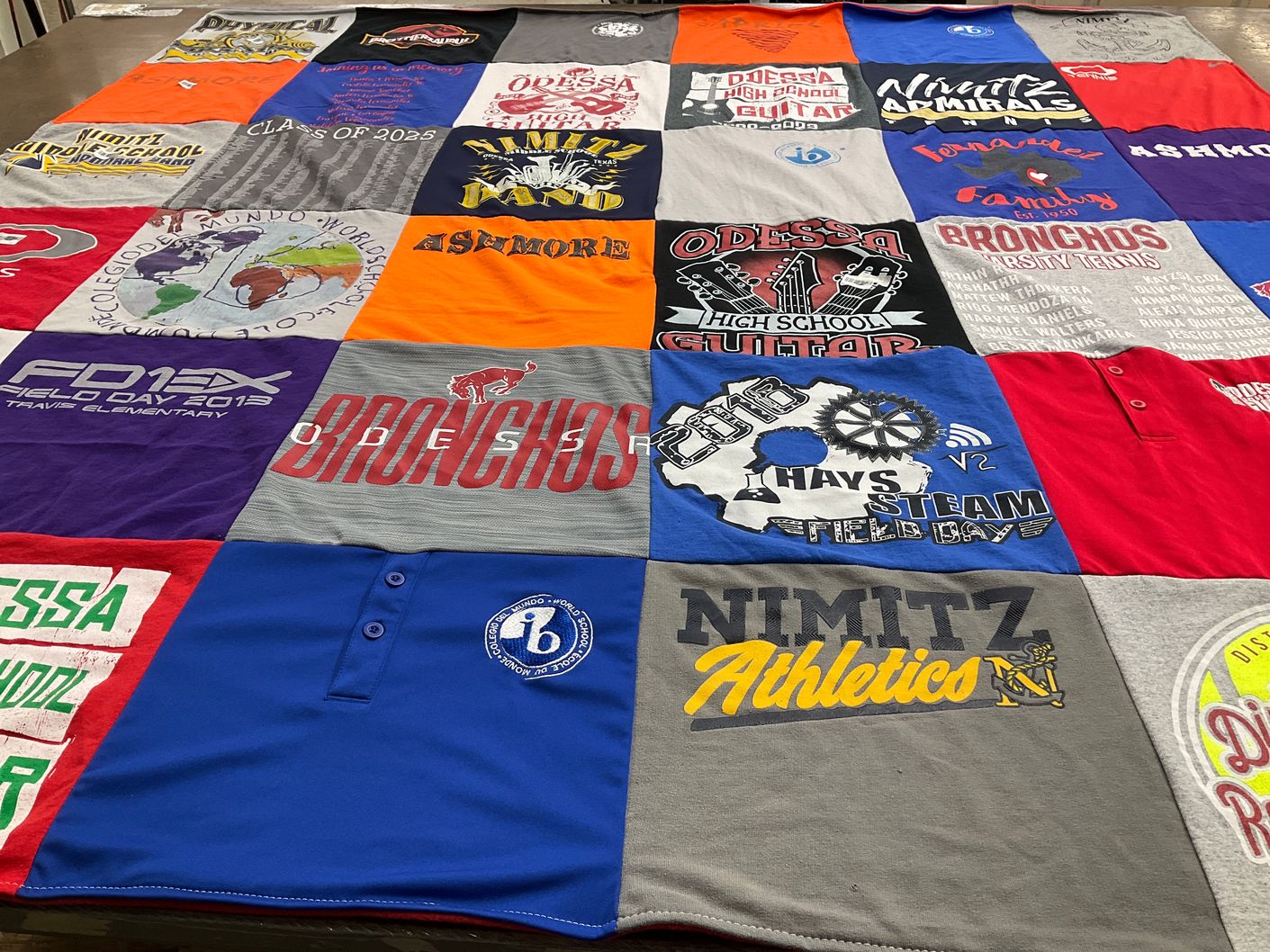 T-shirt quilt featuring bronchos, nimitz athletics by Elizabeth from TX