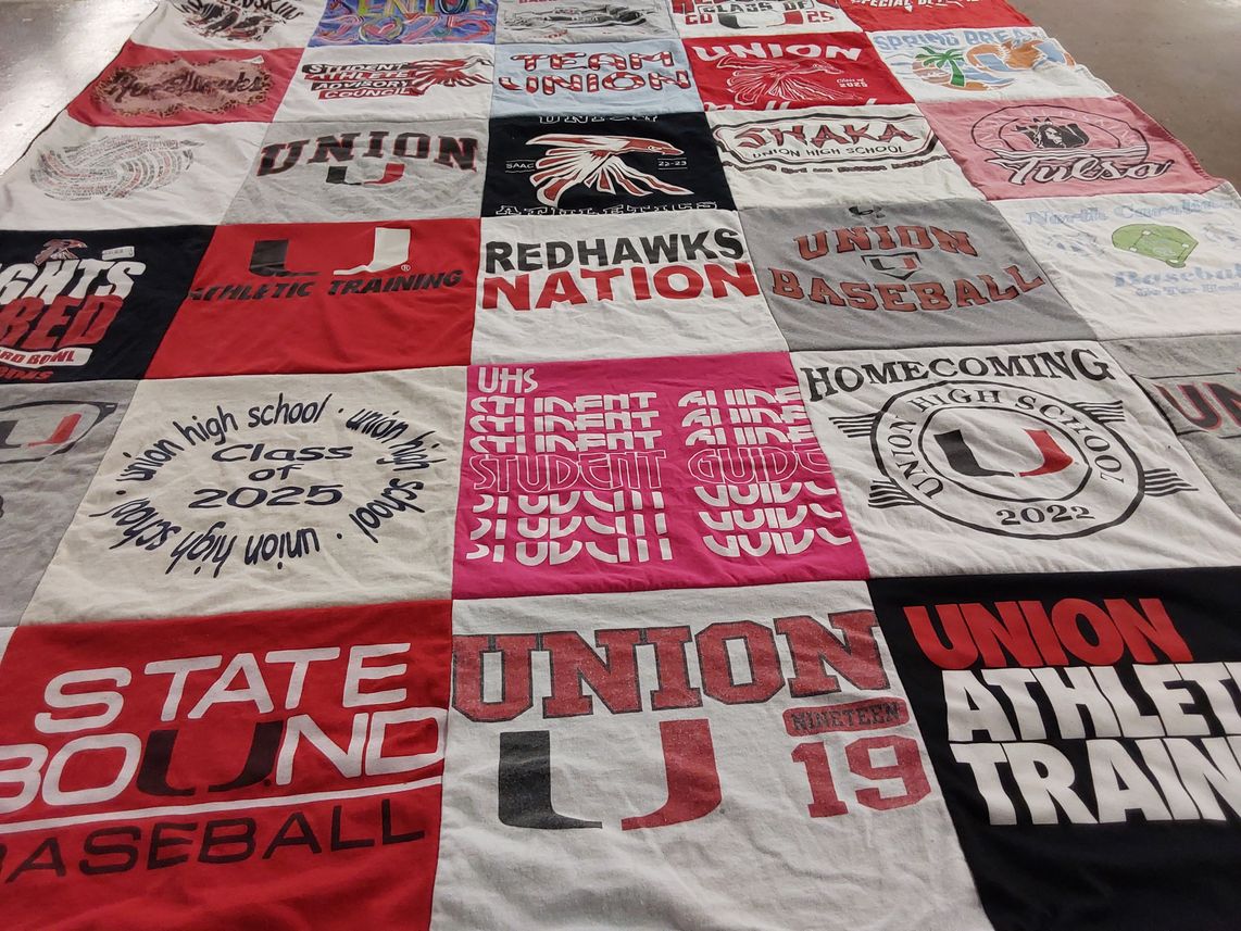 T-shirt quilt featuring redhawks baseball by Nancy from OK