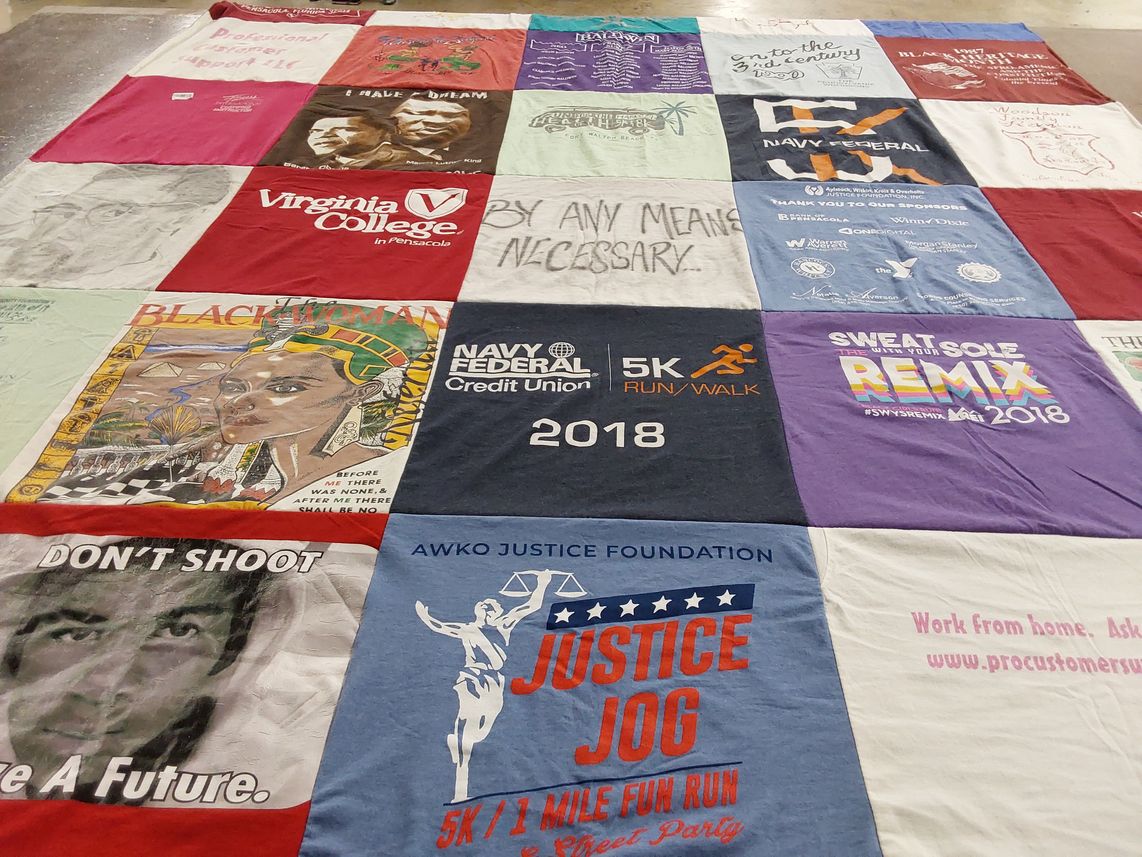 T-shirt quilt from virginia college in pensacola by Lynn from FL