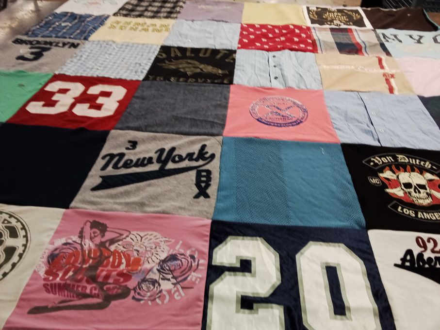 T-shirt quilt with fashion, art themes by Katherine from CO