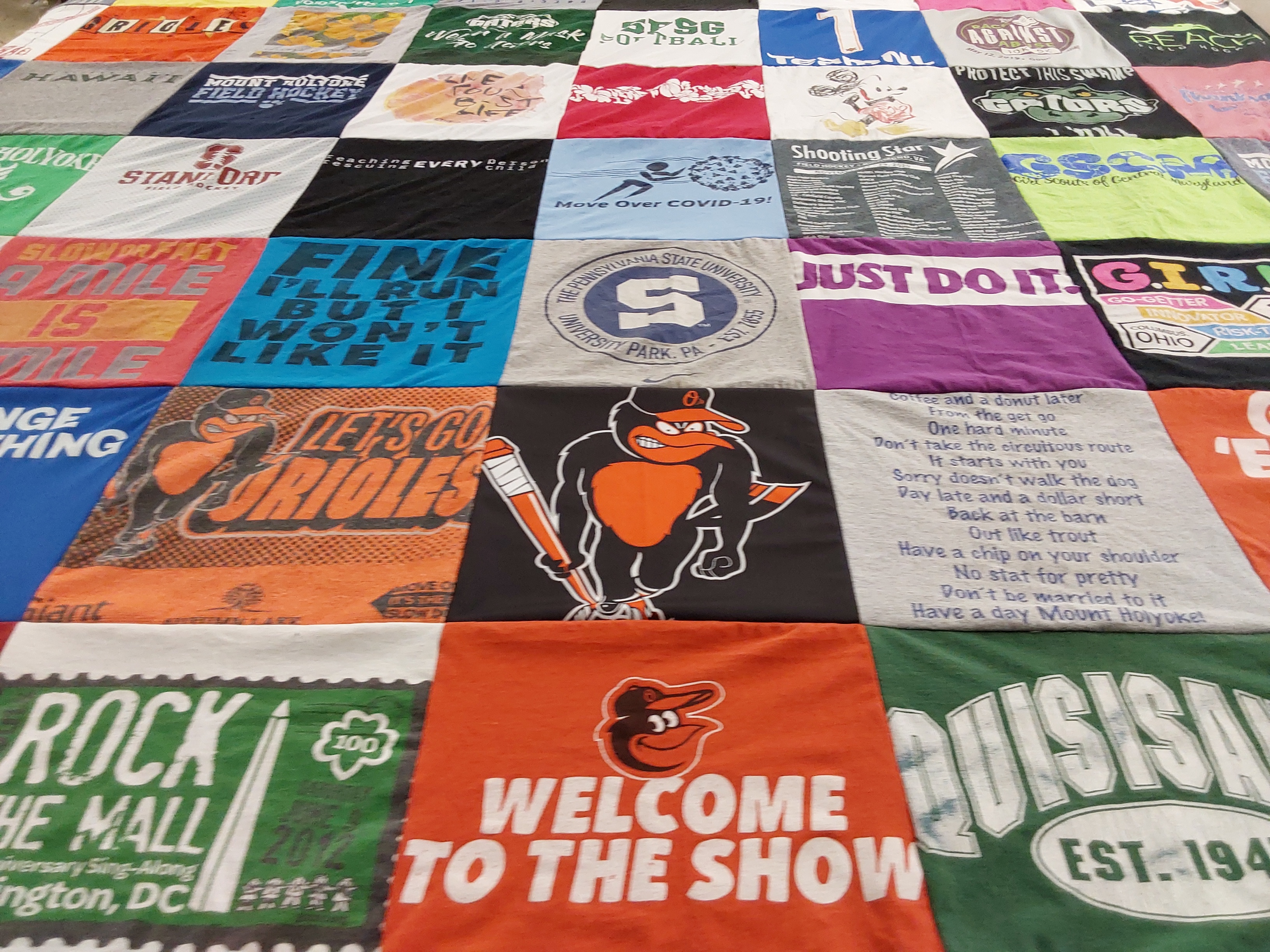 T-shirt quilt featuring baltimore orioles by Joy from MD