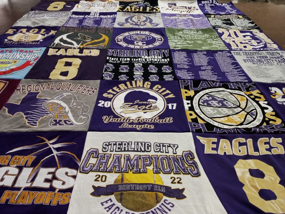 T-shirt quilt featuring sterling city eagles by Jana from TX