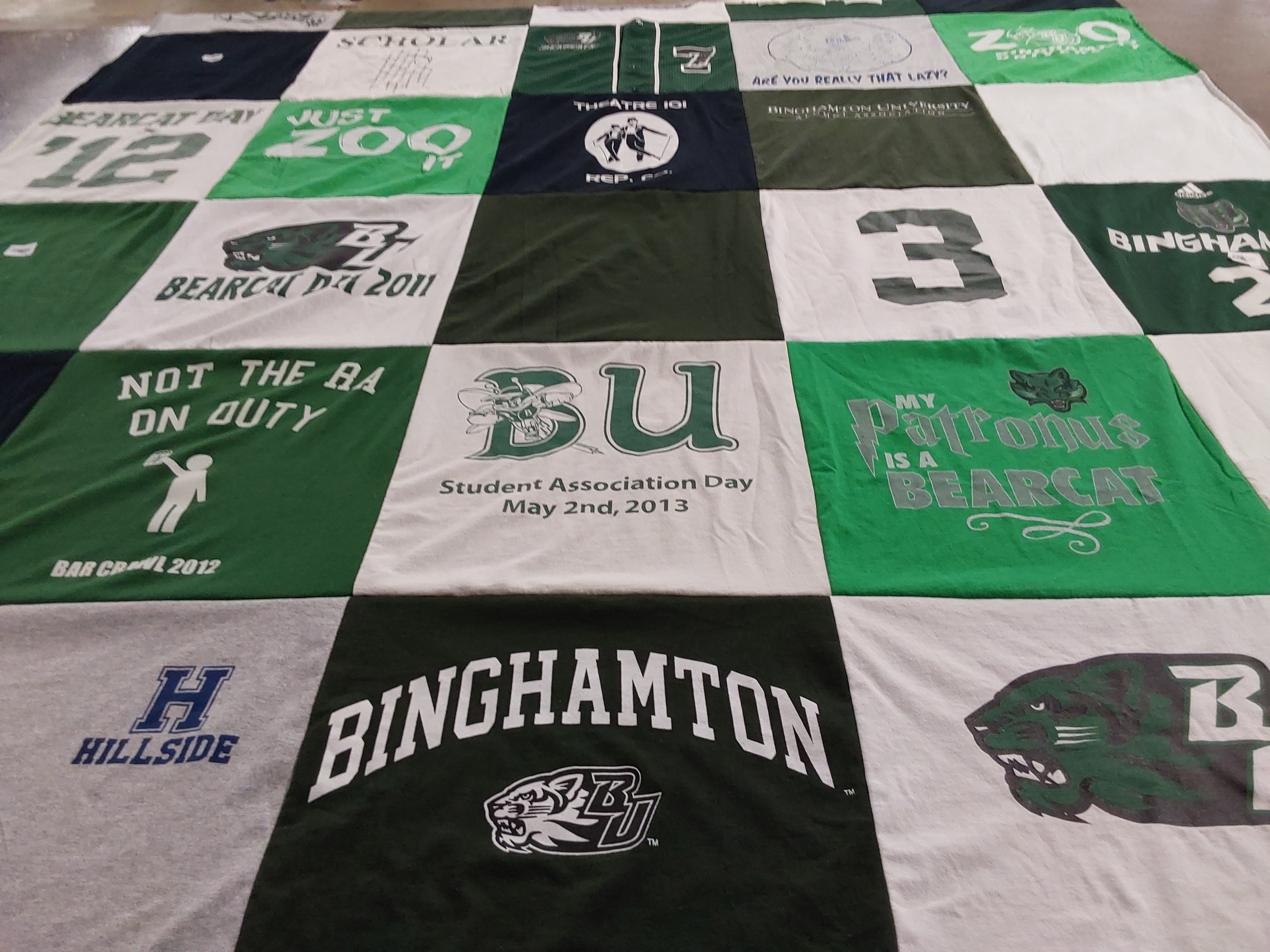 T-shirt quilt featuring binghamton university by Kristina from NY