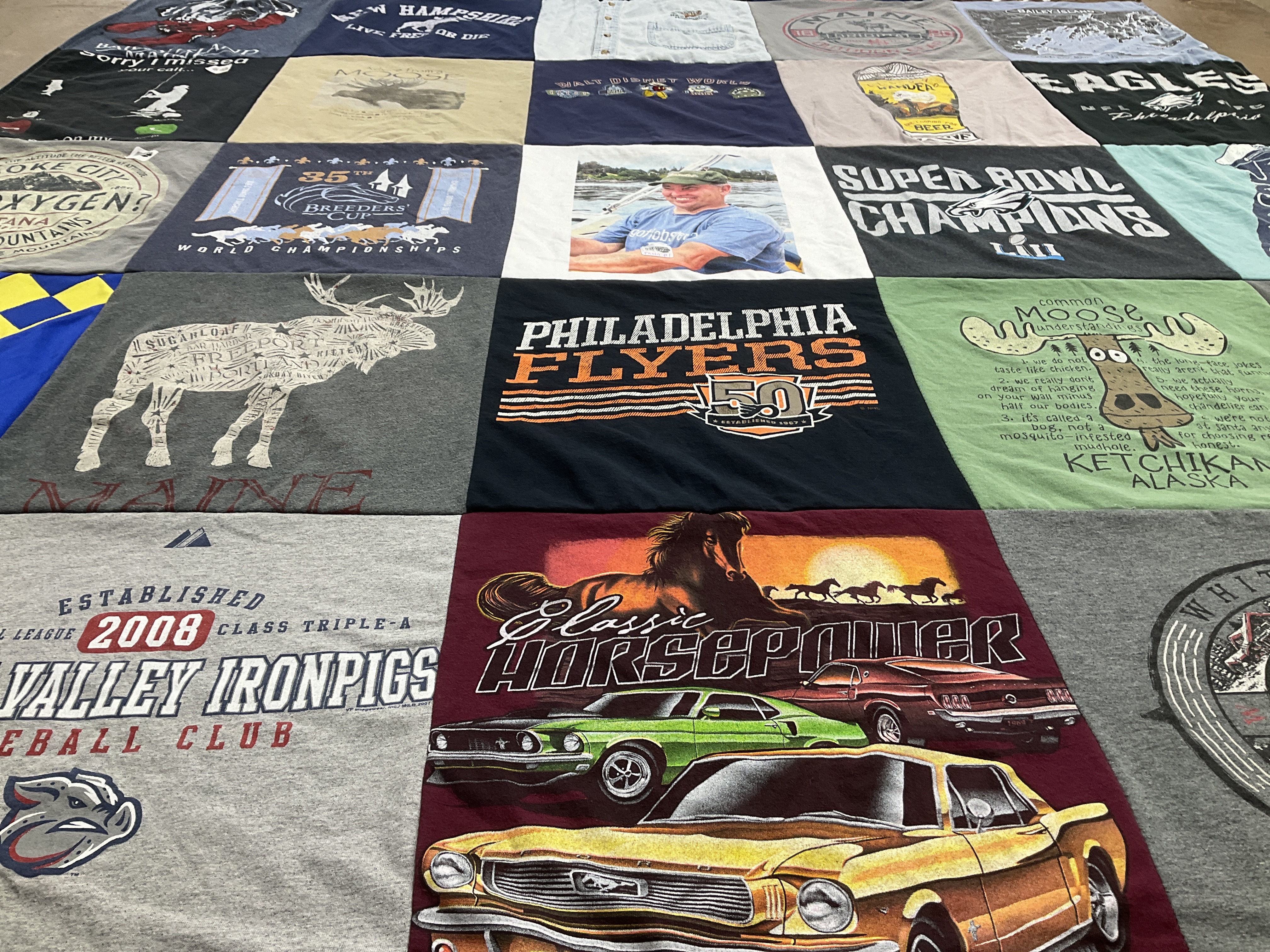 T-shirt quilt featuring philadelphia flyers, eagles by Elizabeth from PA