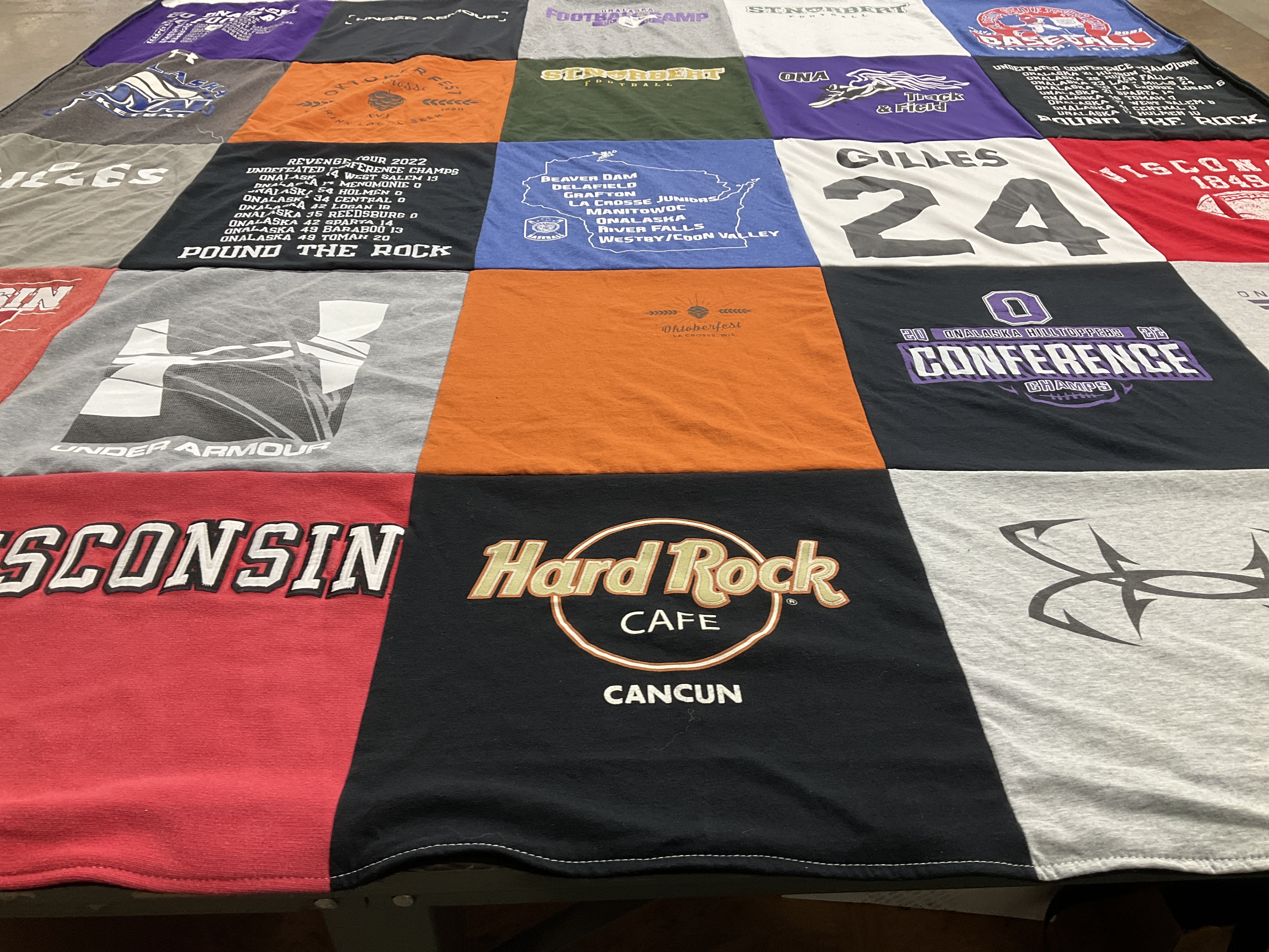 T-shirt quilt featuring university of wisconsin by Heather from WI