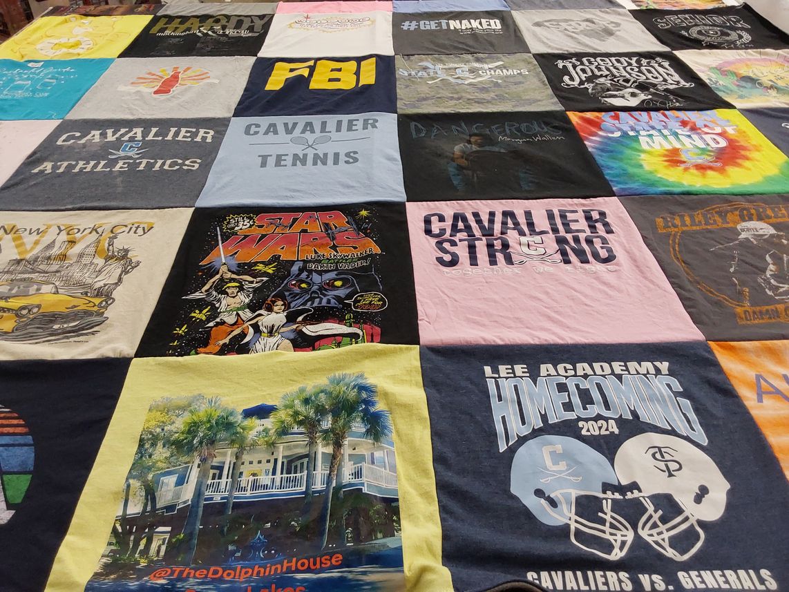 T-shirt quilt featuring cavalier athletics by Curtis from SC