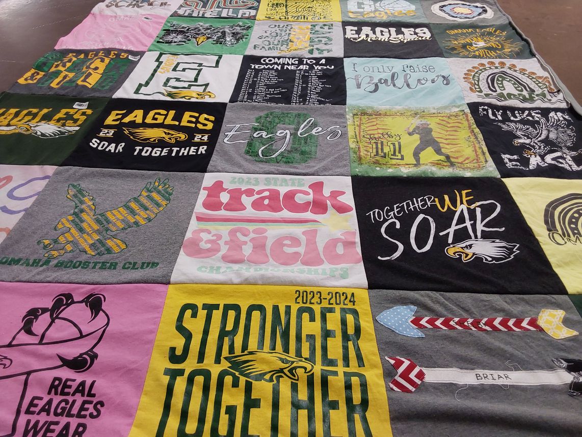 T-shirt quilt featuring omaha eagles by LaRhea from AR