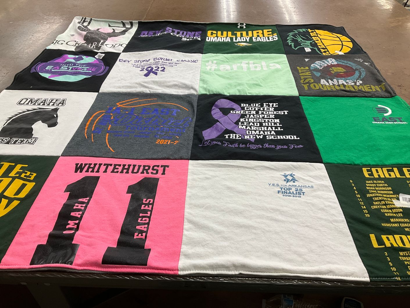 T-shirt quilt featuring omaha eagles by LaRhea from AR