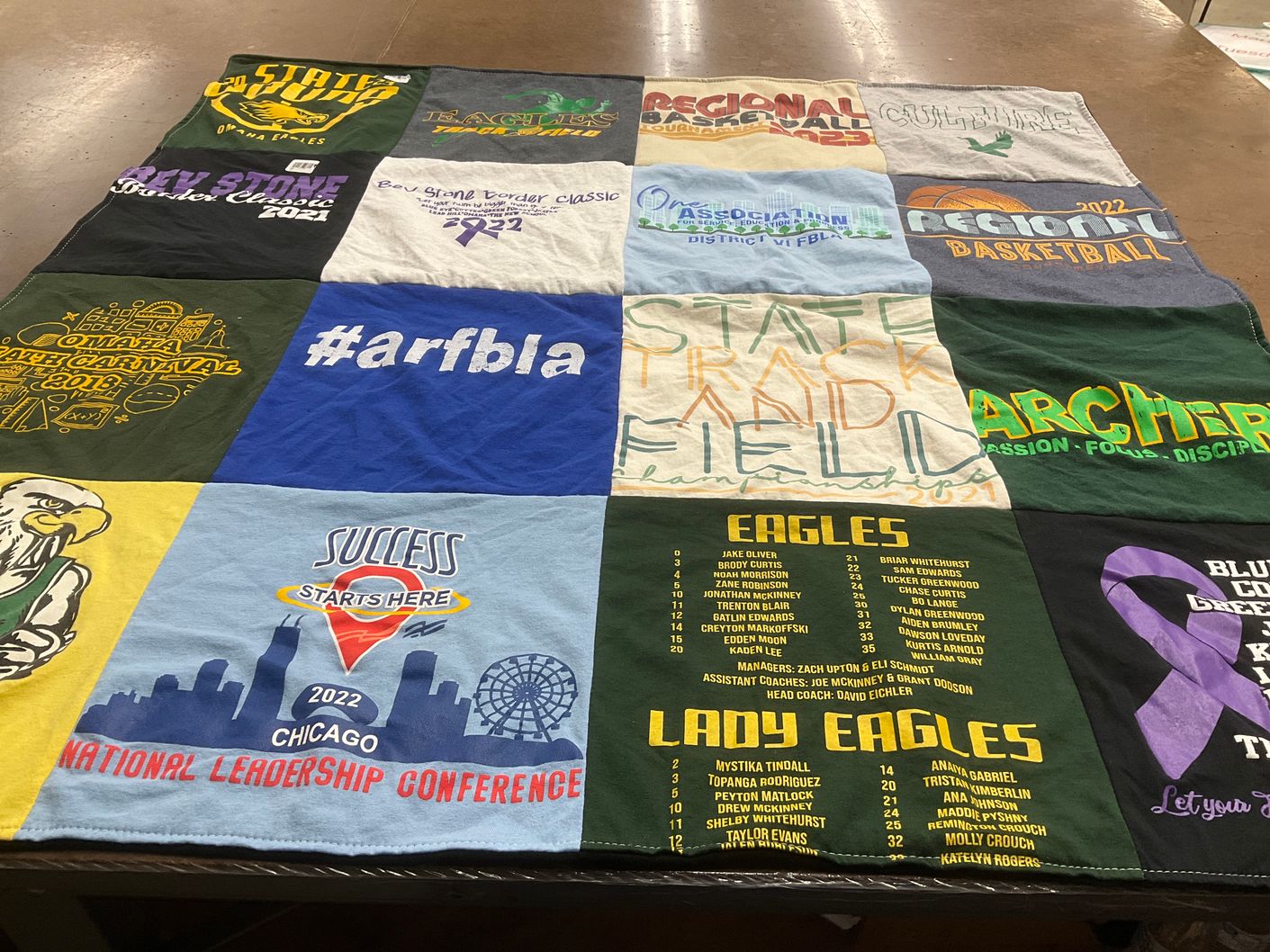 T-shirt quilt featuring omaha eagles, archer by LaRhea from AR