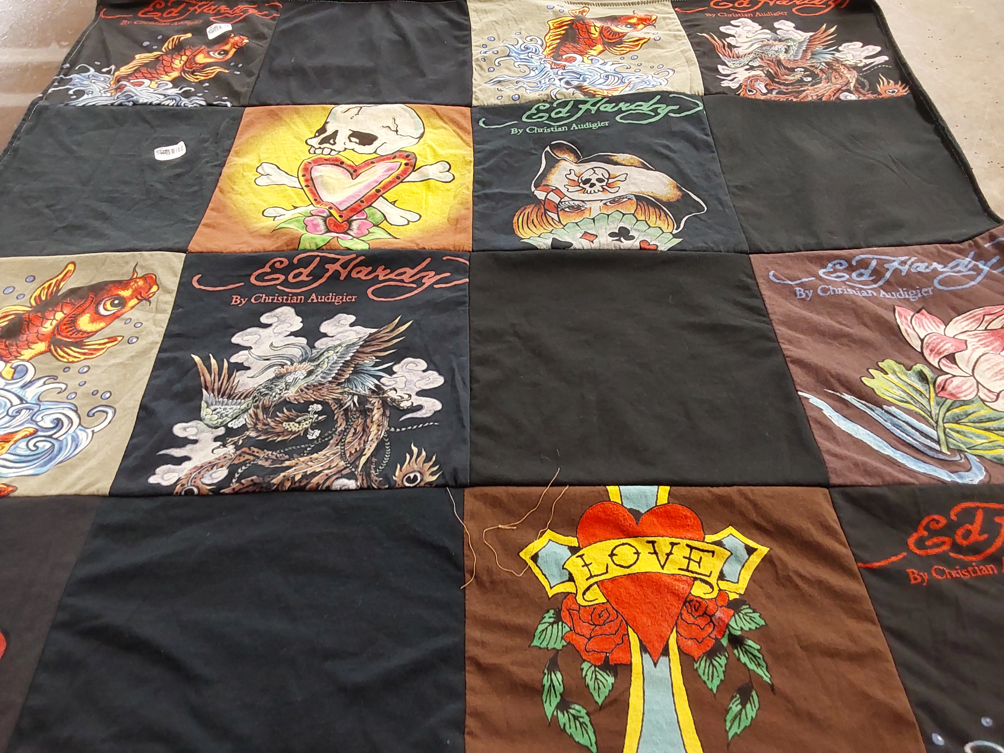 T-shirt quilt with tattoo art, fashion themes by Virginia from AR