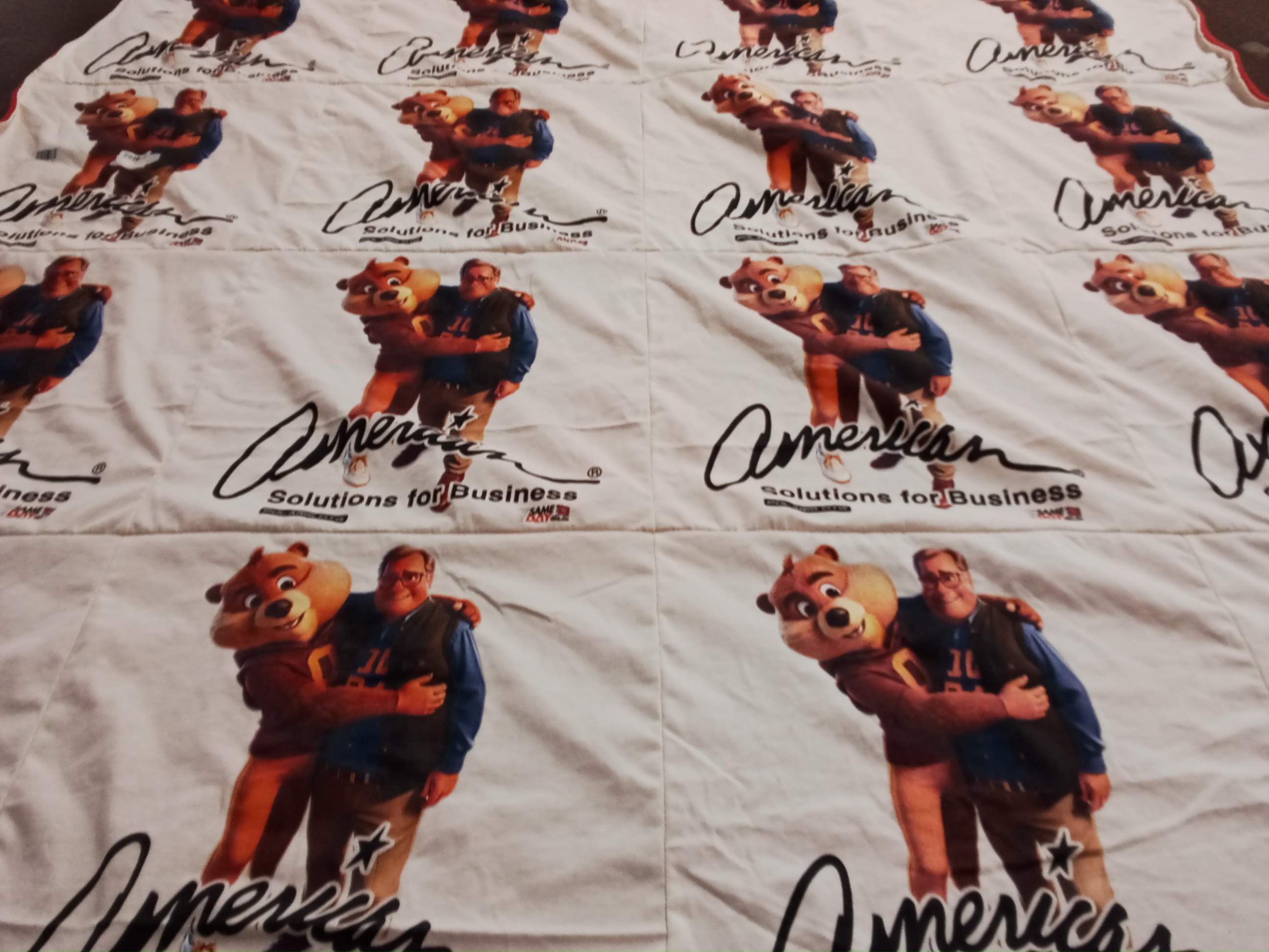 T-shirt quilt with business solutions themes by Larry from MN