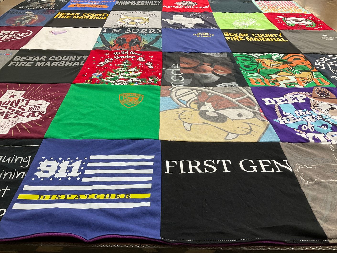 T-shirt quilt from sanjacinto college by Amber from TX
