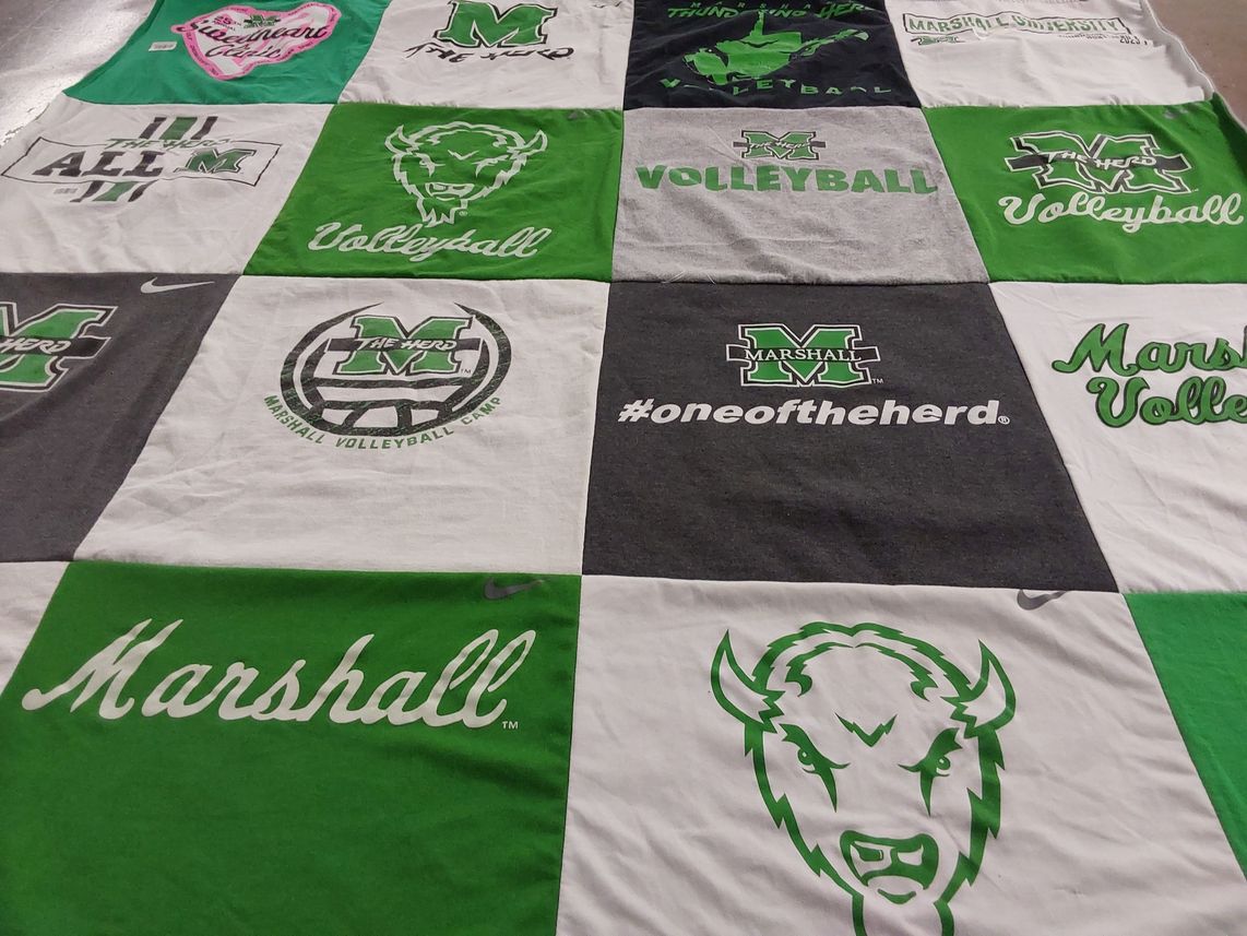 T-shirt quilt featuring marshall university volleyball by Elli from WV