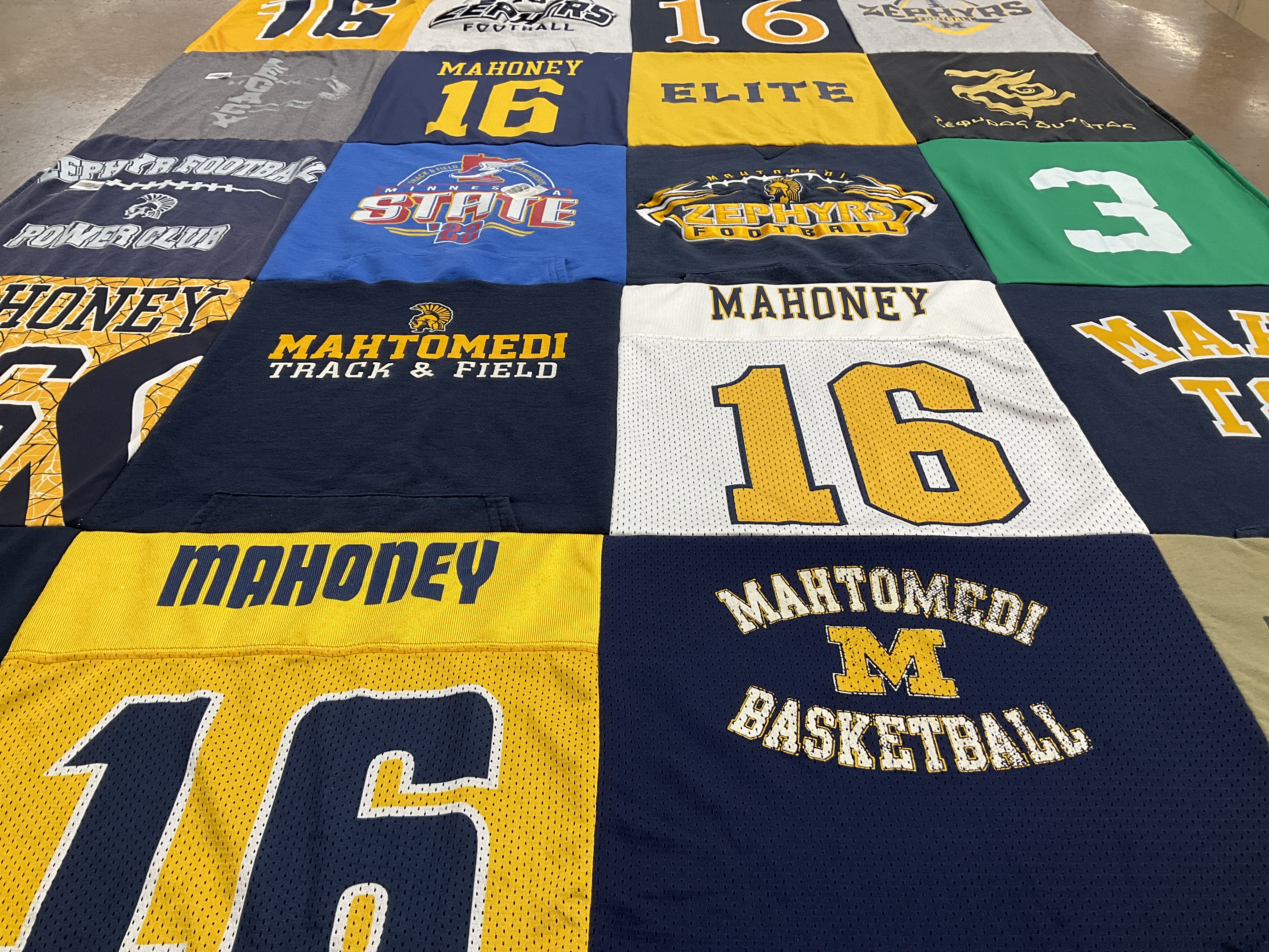 T-shirt quilt featuring mahtomedi basketball, zephyrs football by Shannon from MN