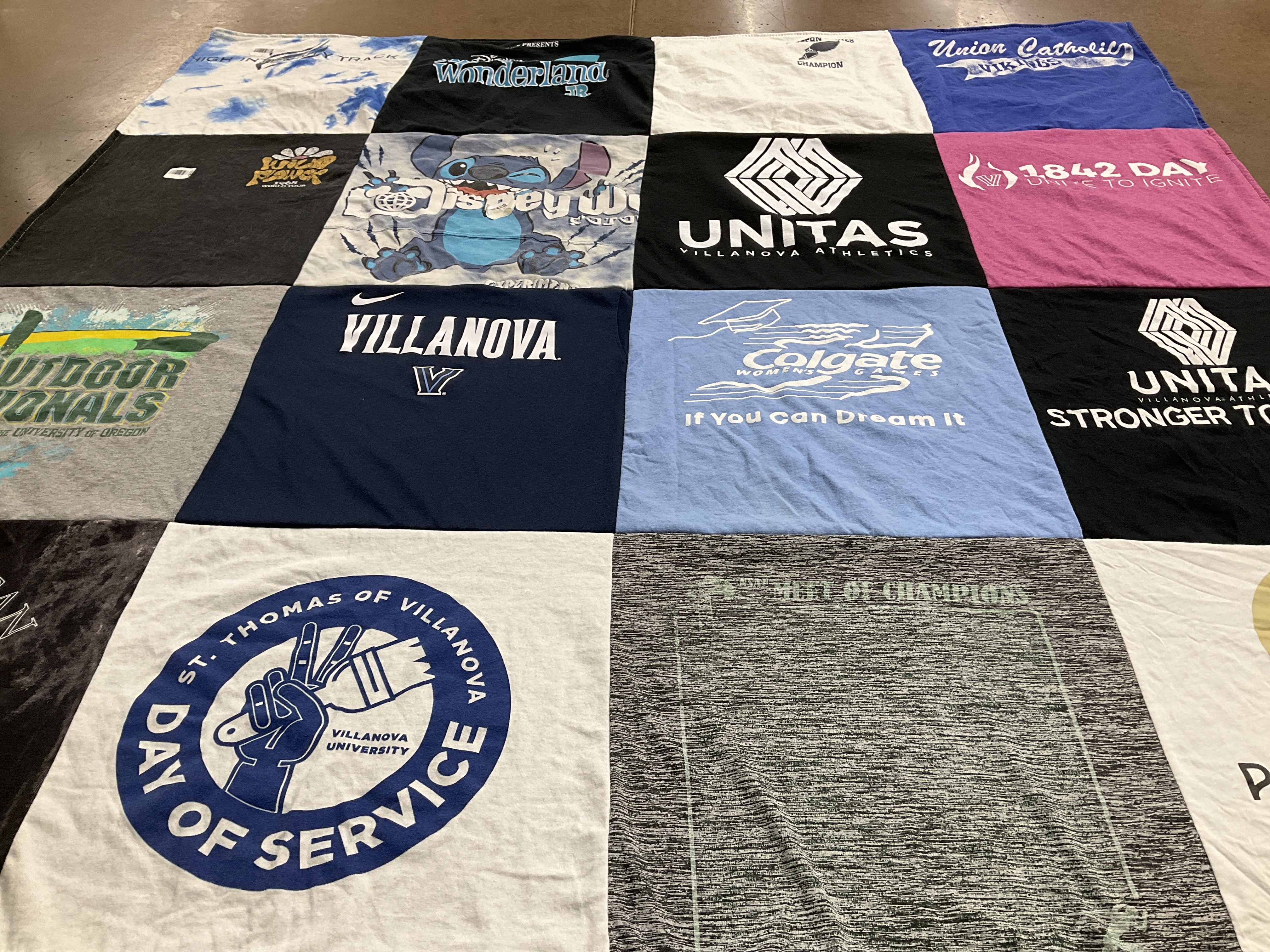 T-shirt quilt from villanova university, university of oregon by Ajanae from NJ