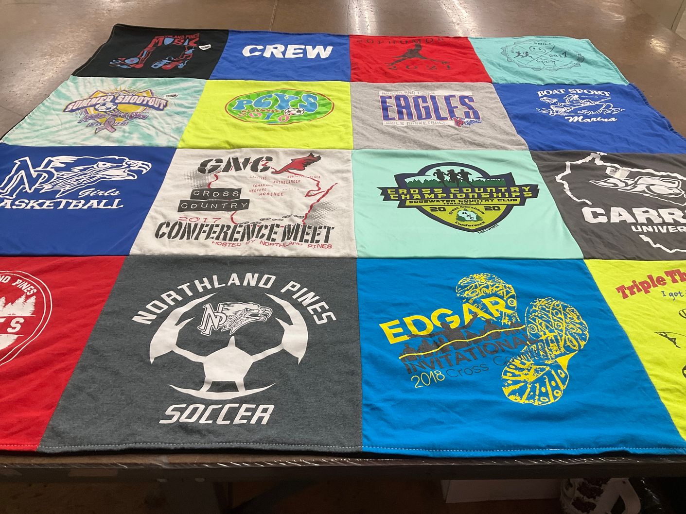 T-shirt quilt featuring northland pines soccer by Brenda from WI