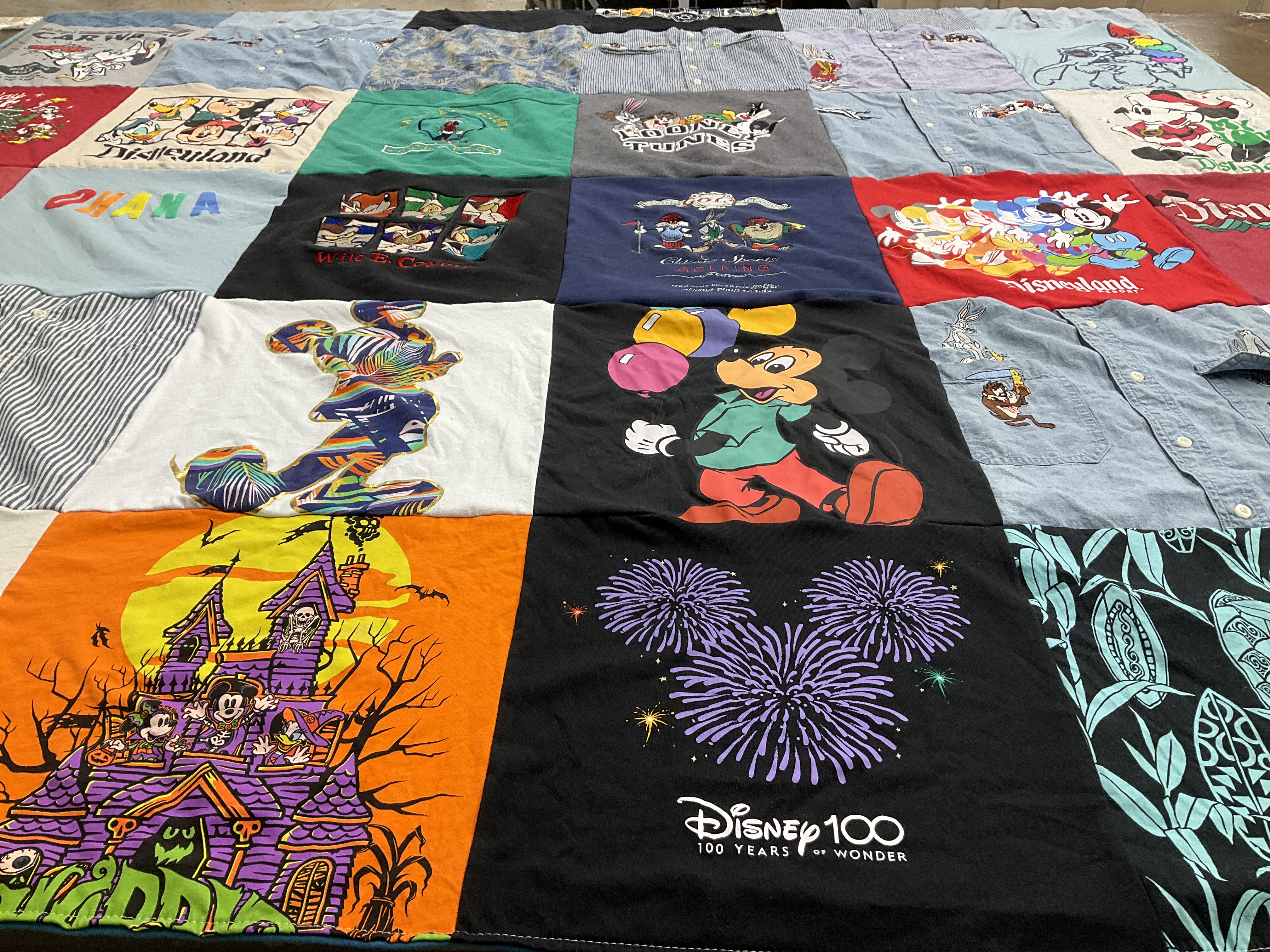 T-shirt quilt with disney, animation themes by Michael from CA