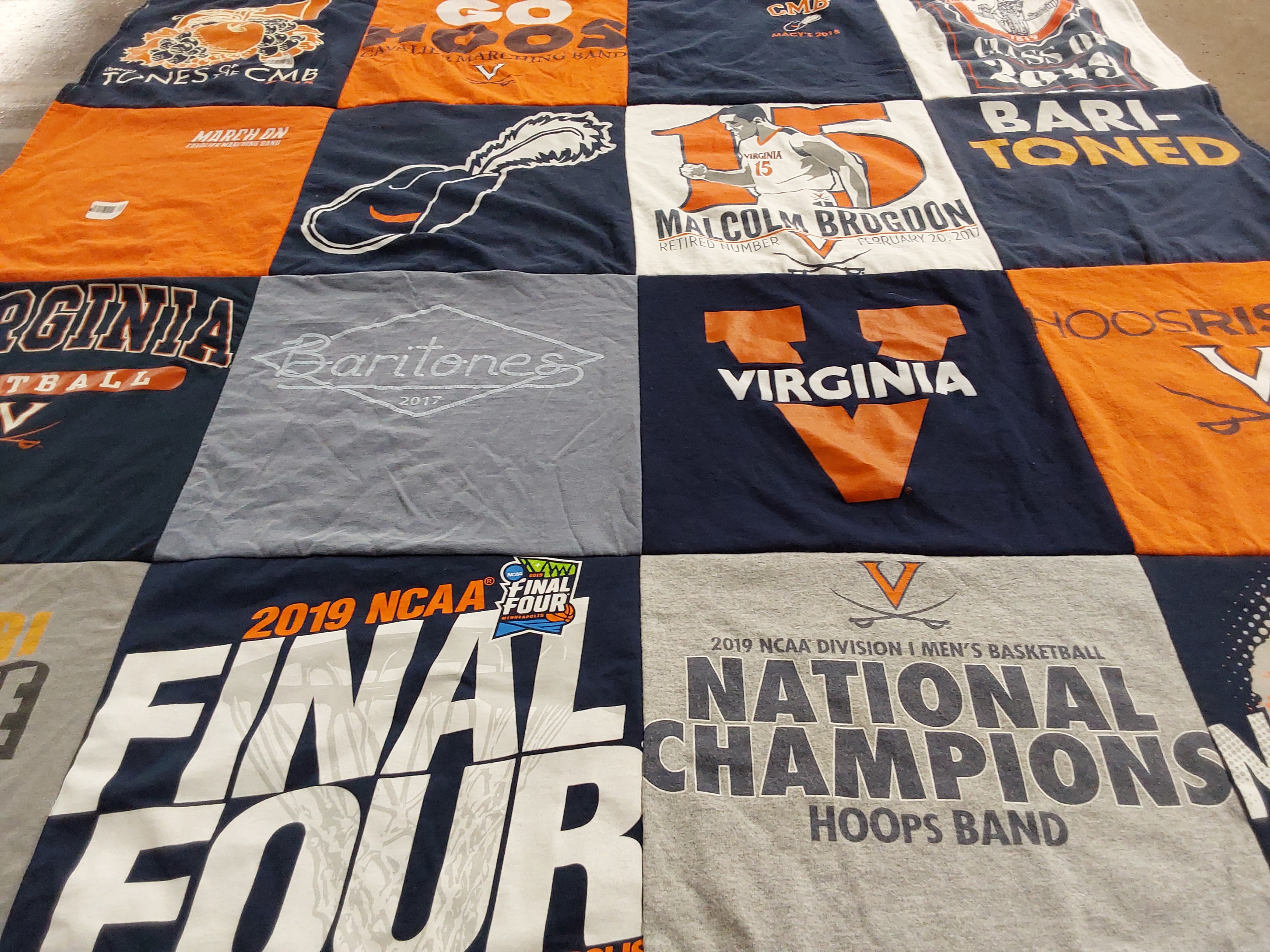 T-shirt quilt from university of virginia by Sharon from MI