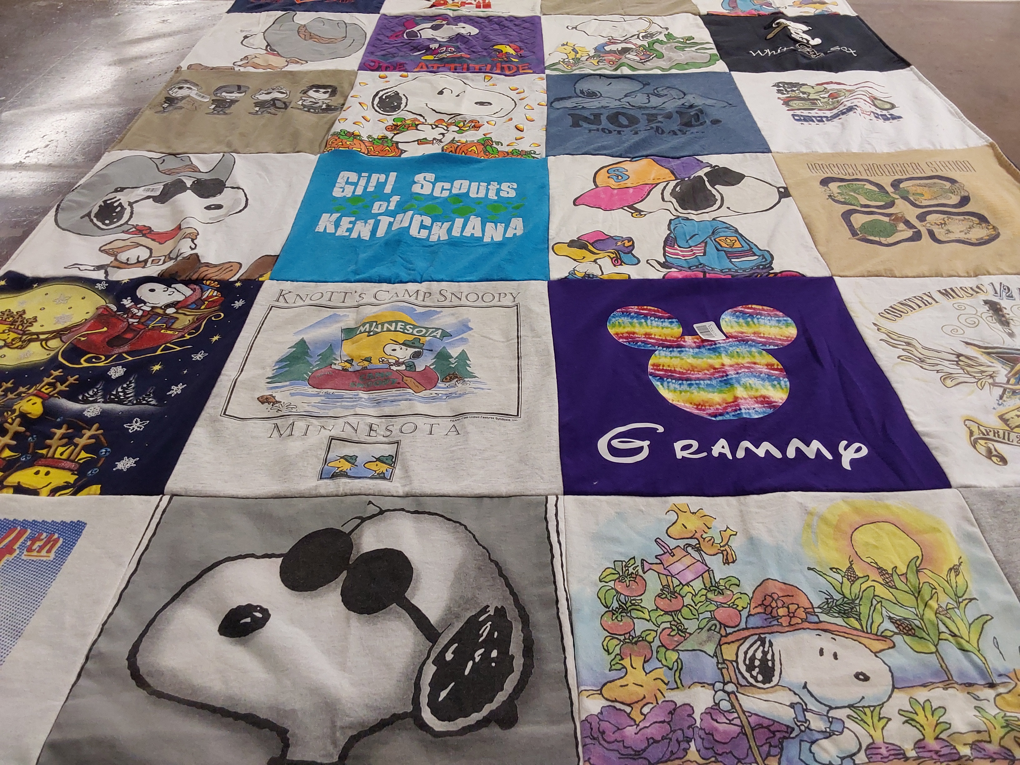 T-shirt quilt with snoopy, disney themes by Gerry from KY