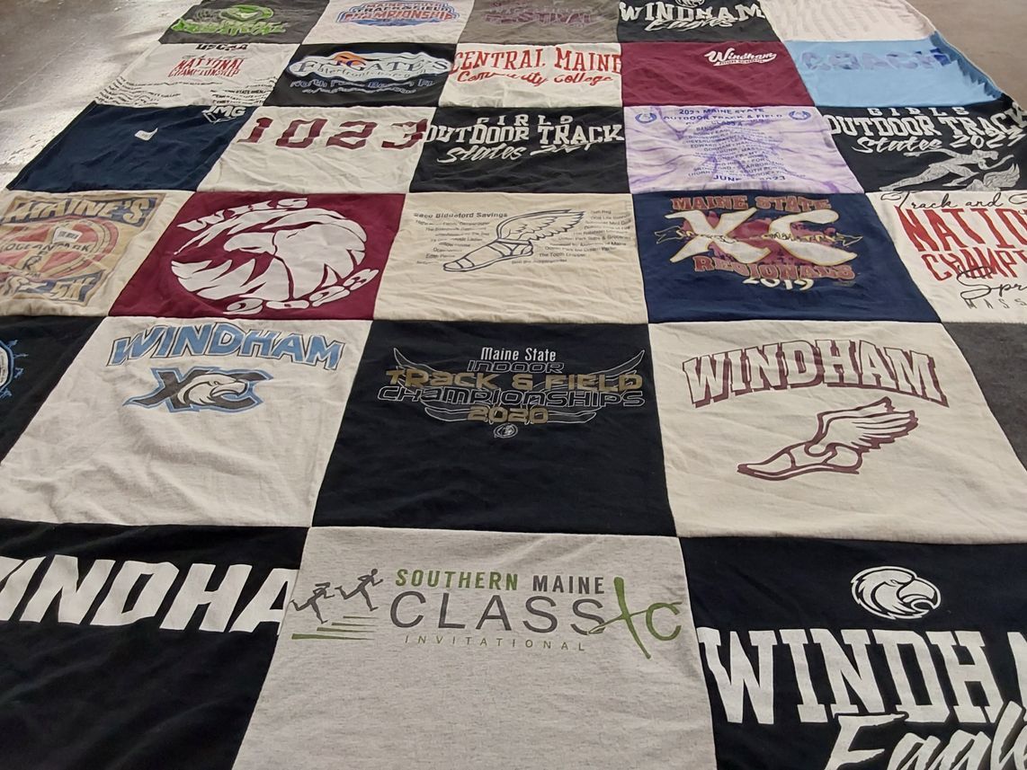T-shirt quilt featuring windham cross country, windham track and field by Pamela from ME