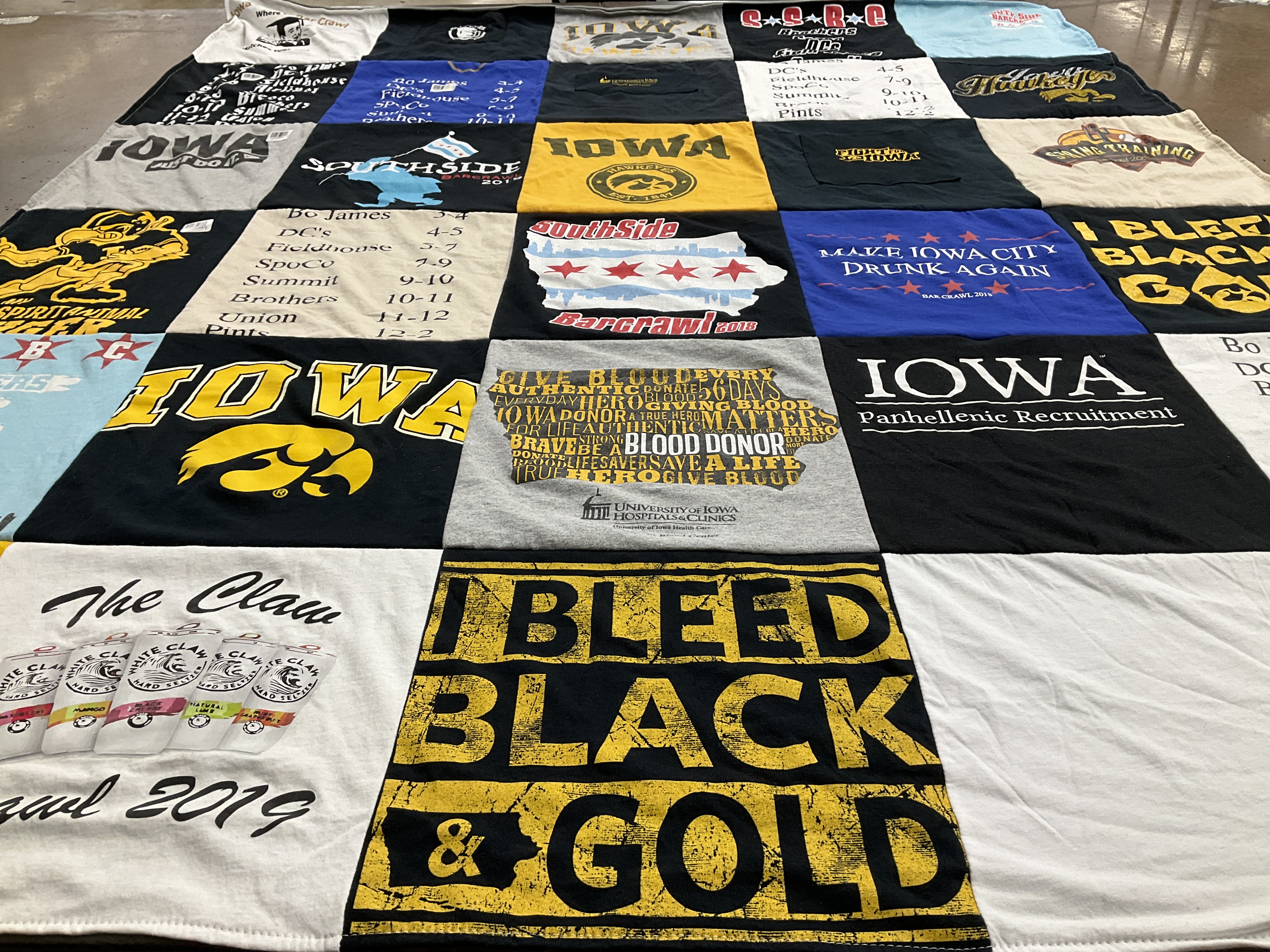 T-shirt quilt featuring iowa hawkeyes by susanna from IL