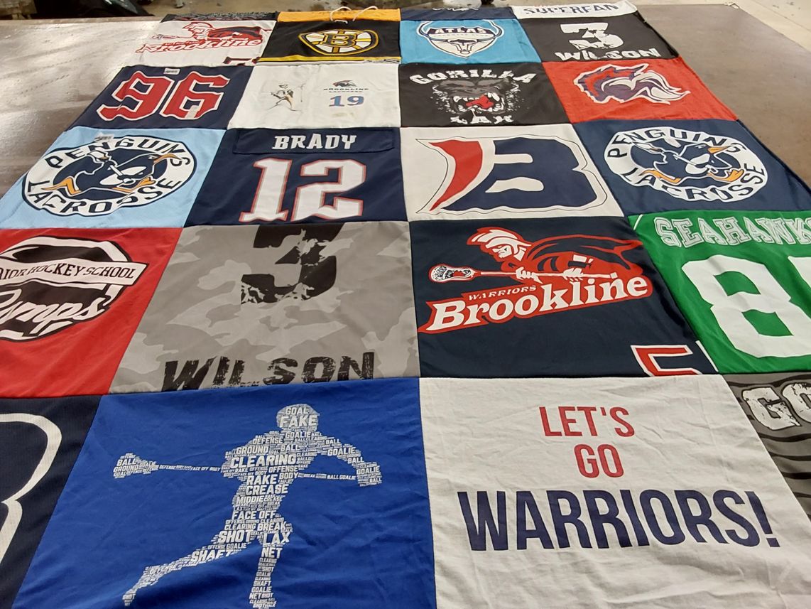 T-shirt quilt featuring pittsburgh penguins, new england patriots by James from MA