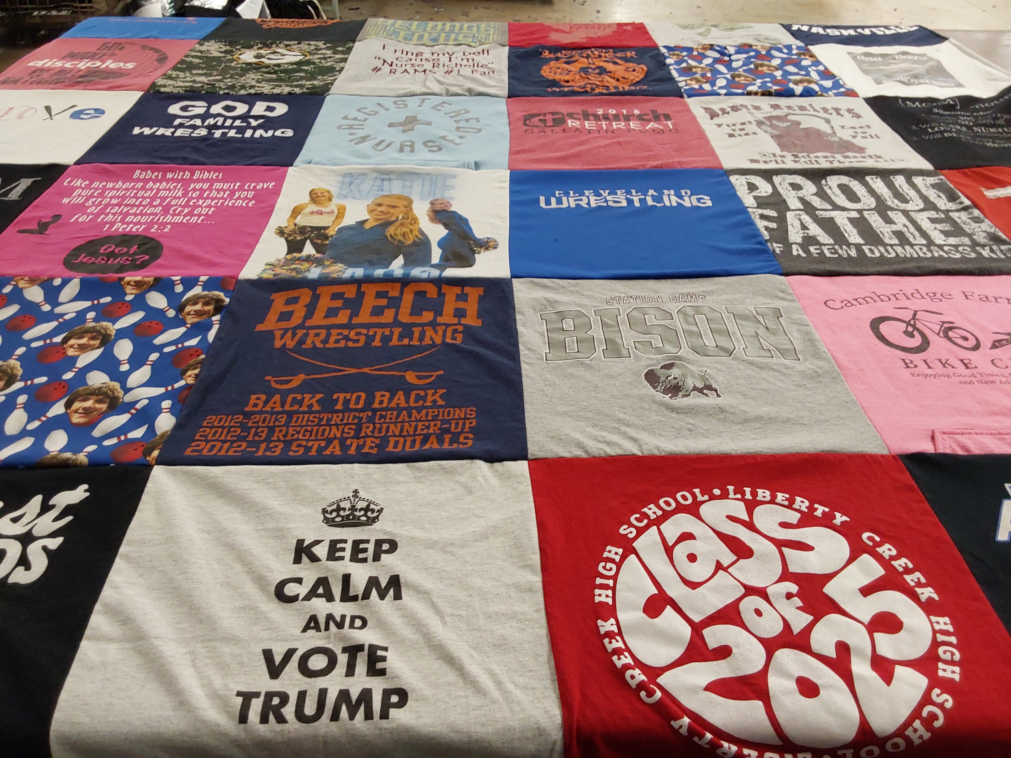 T-shirt quilt featuring beecher wrestling, cleveland wrestling by Richelle from TN