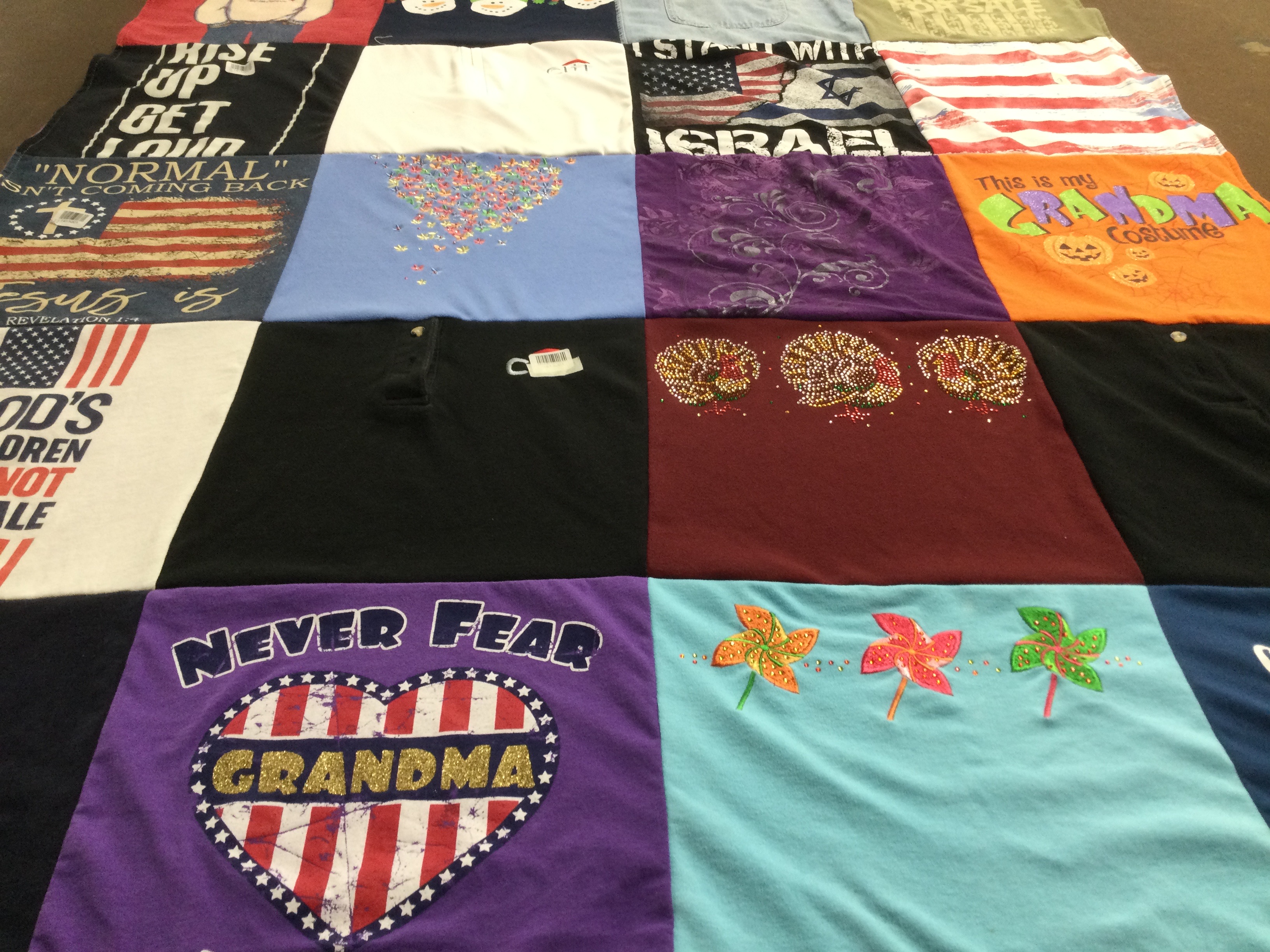 T-shirt quilt with family, faith themes by anna from WV