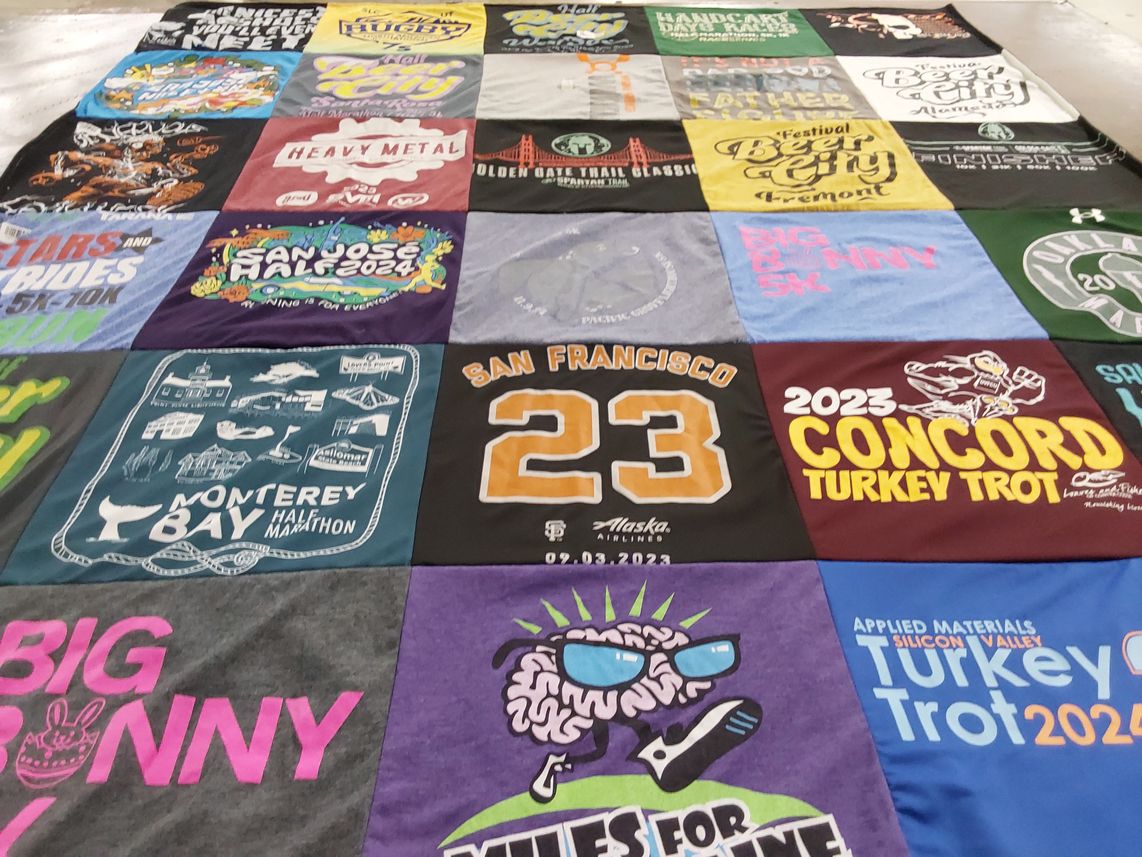 T-shirt quilt with running, marathons themes by William from CA