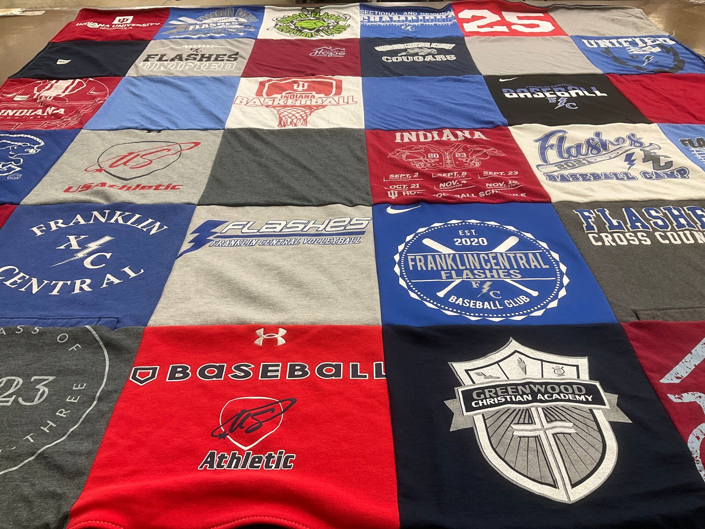 T-shirt quilt featuring franklin central cross country, franklin central volleyball by Janel from IN