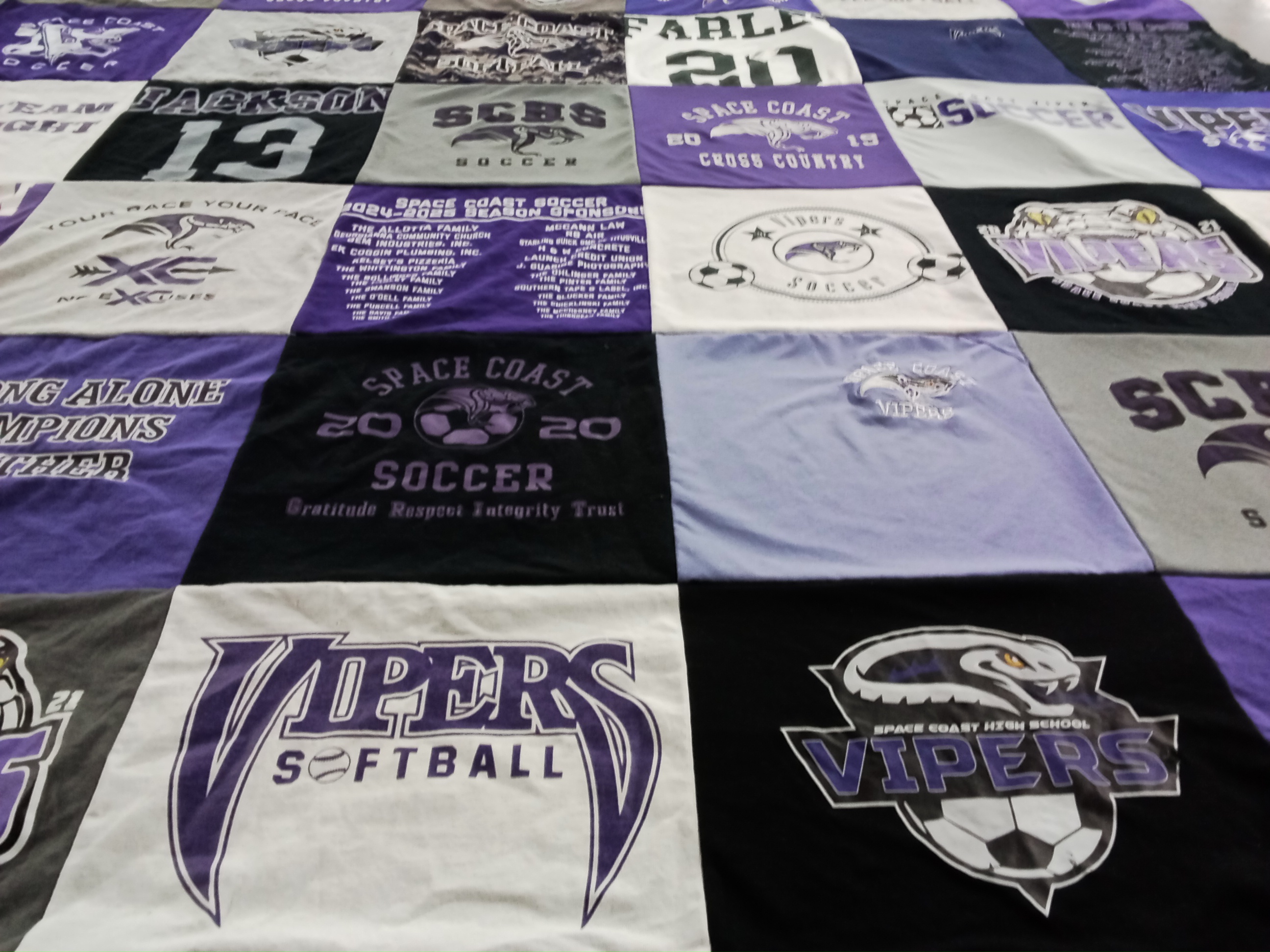 T-shirt quilt featuring space coast viper soccer, space coast viper softball by Billie from FL
