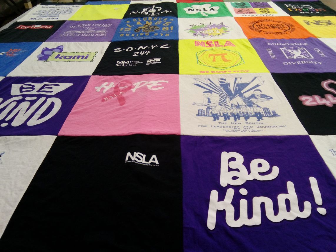 T-shirt quilt from hunter college, the new school for leadership and journalism by Andrea from NY