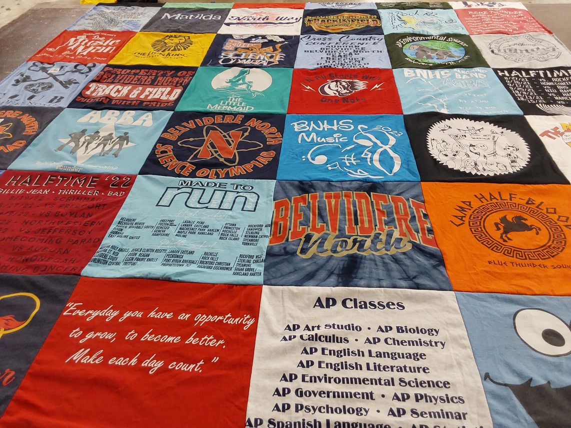 T-shirt quilt featuring belvidere north high school cross country team, belvidere north high school track and field team by Katelyn from IL