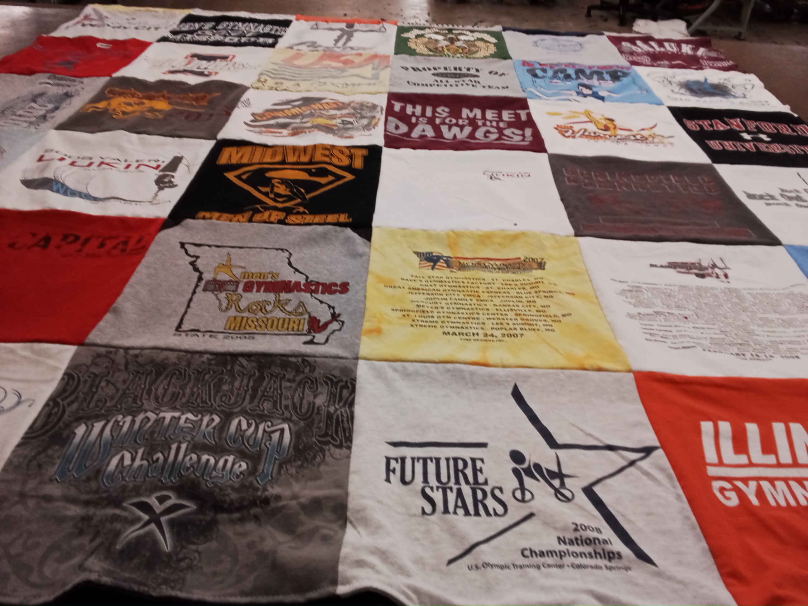 T-shirt quilt from illinois gymnastic program by Kendra from TX
