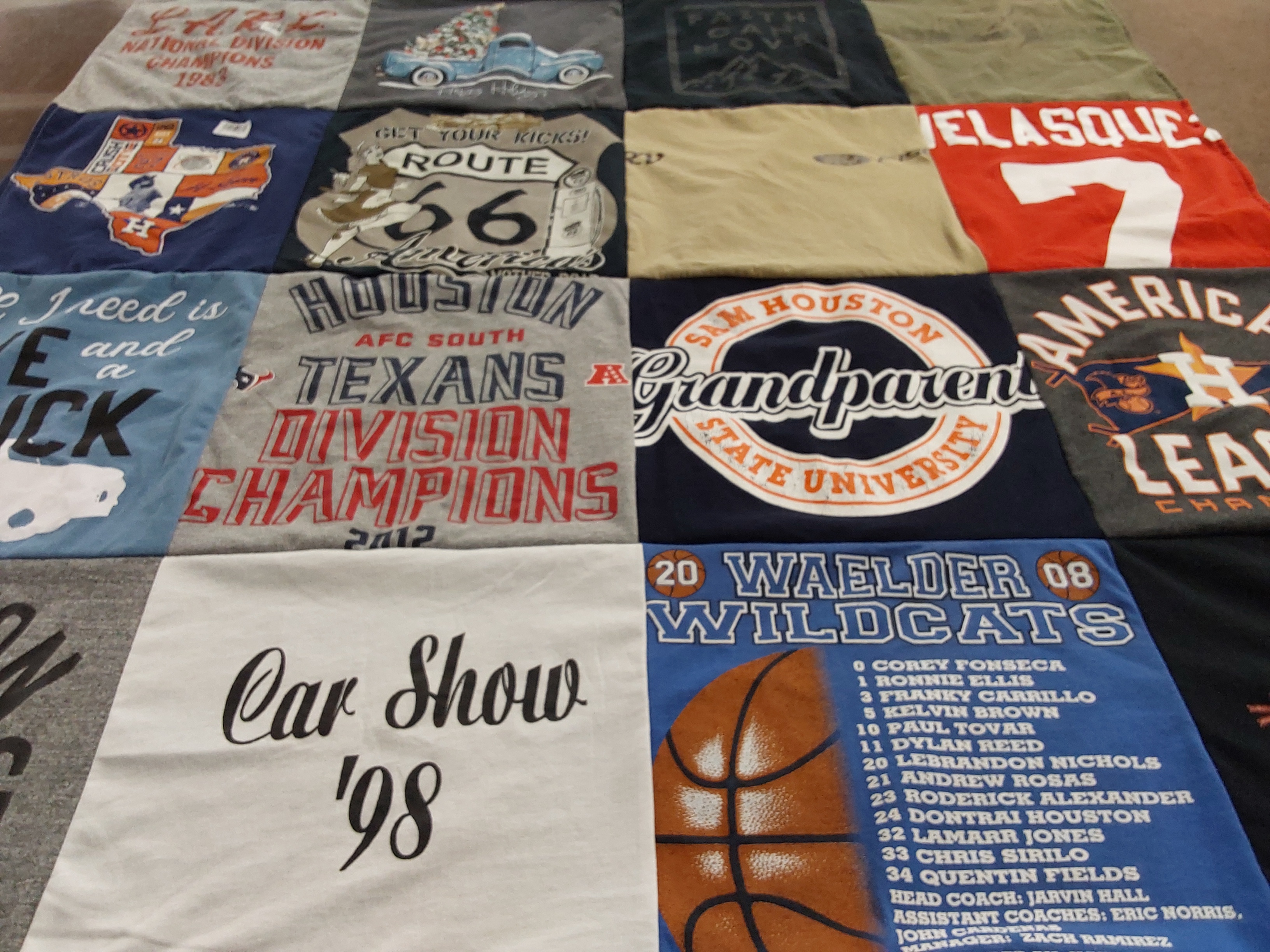 T-shirt quilt featuring waelder wildcats by Antonette from TX
