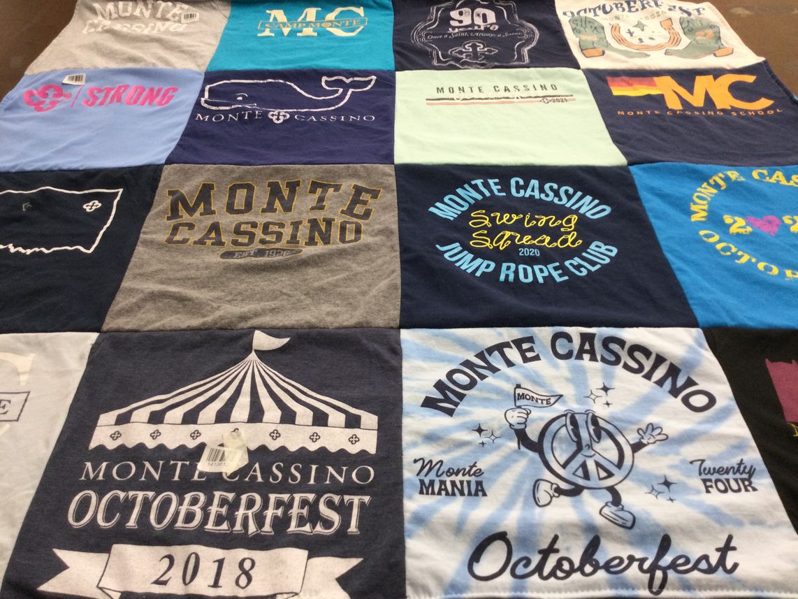T-shirt quilt from monte cassino school by Caryn from OK