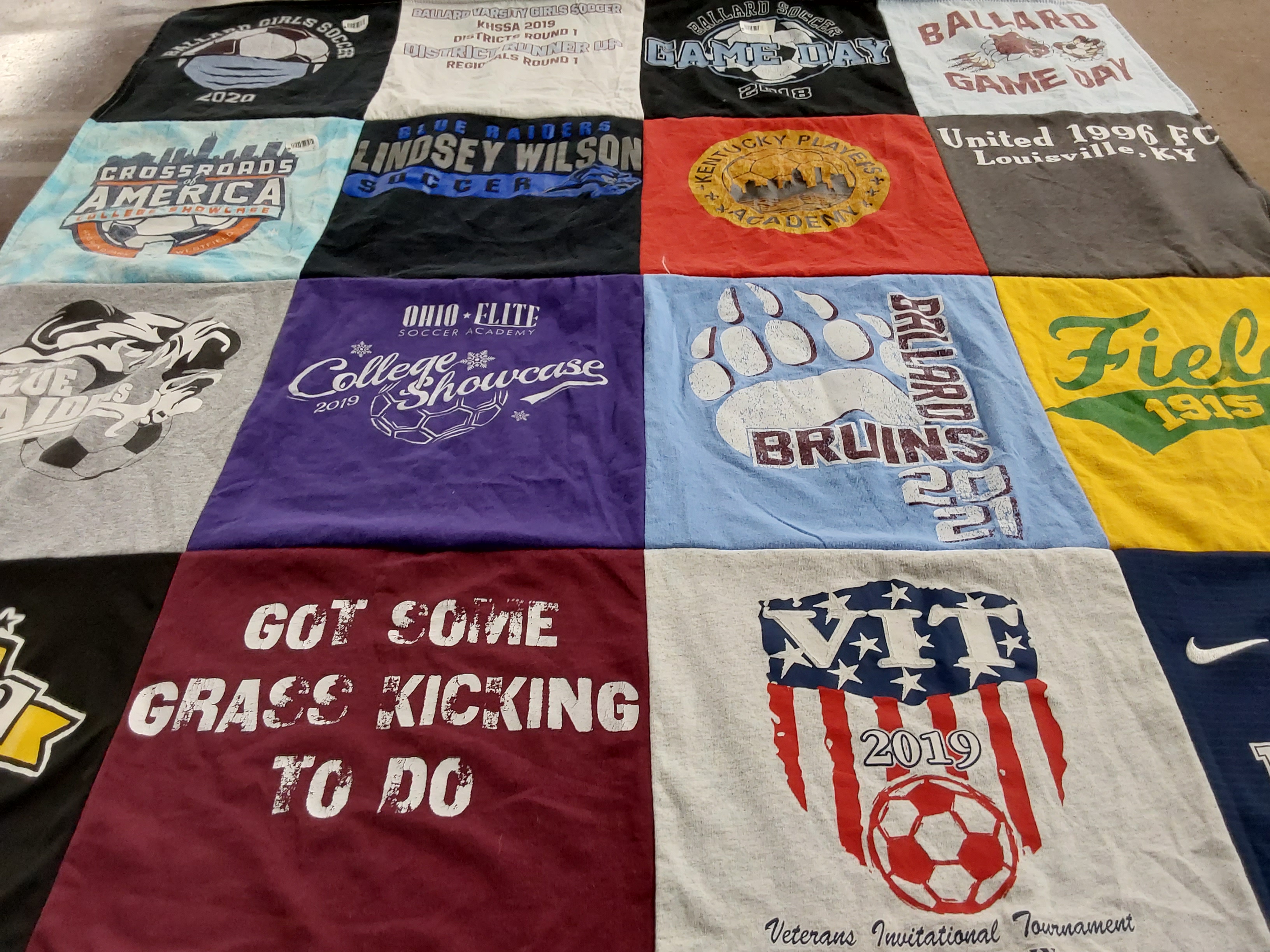 T-shirt quilt featuring united 1996 fc, ballard high school bruin by morgan from KY