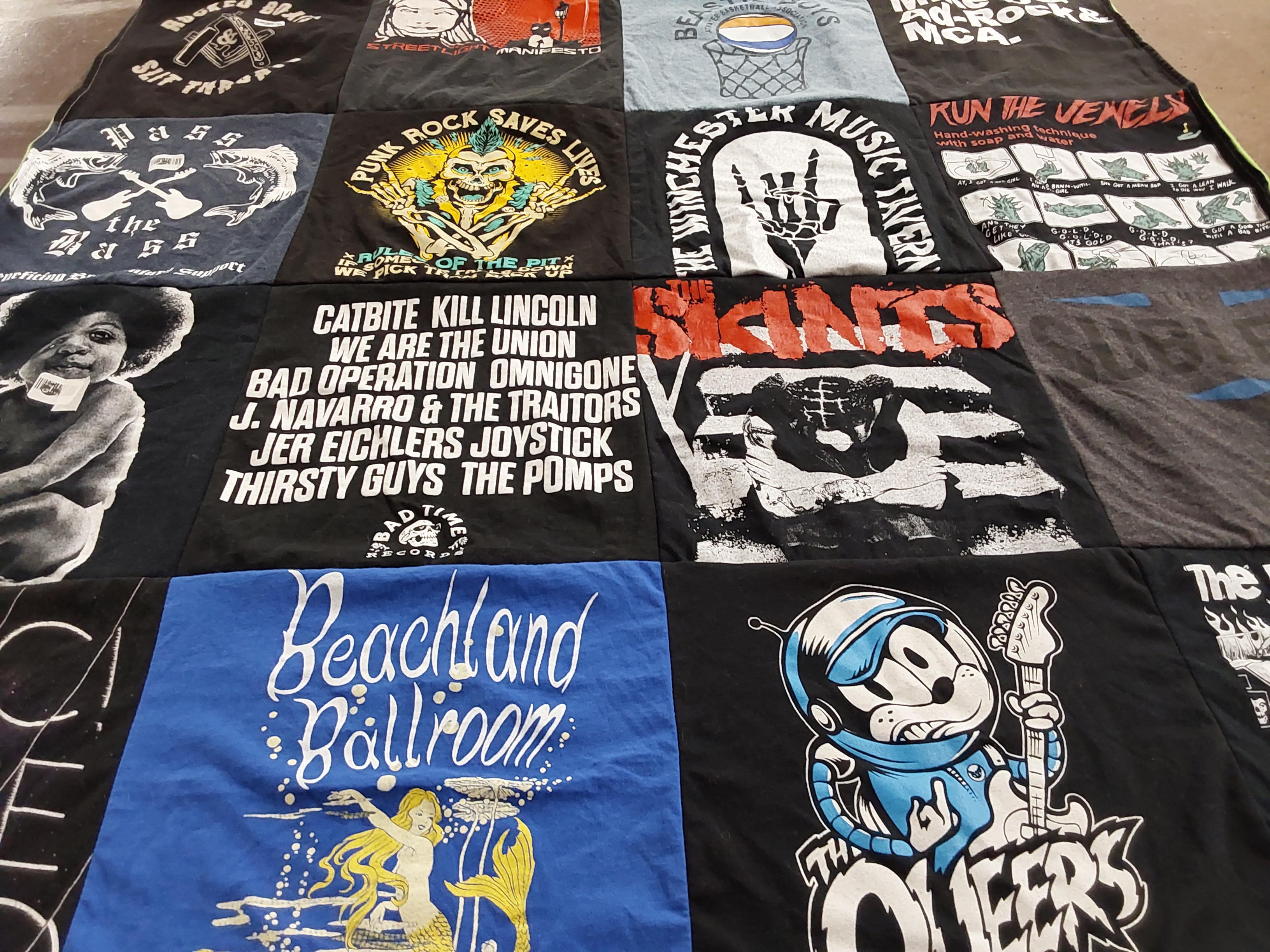 T-shirt quilt with punk music, live music themes by Allison from OH