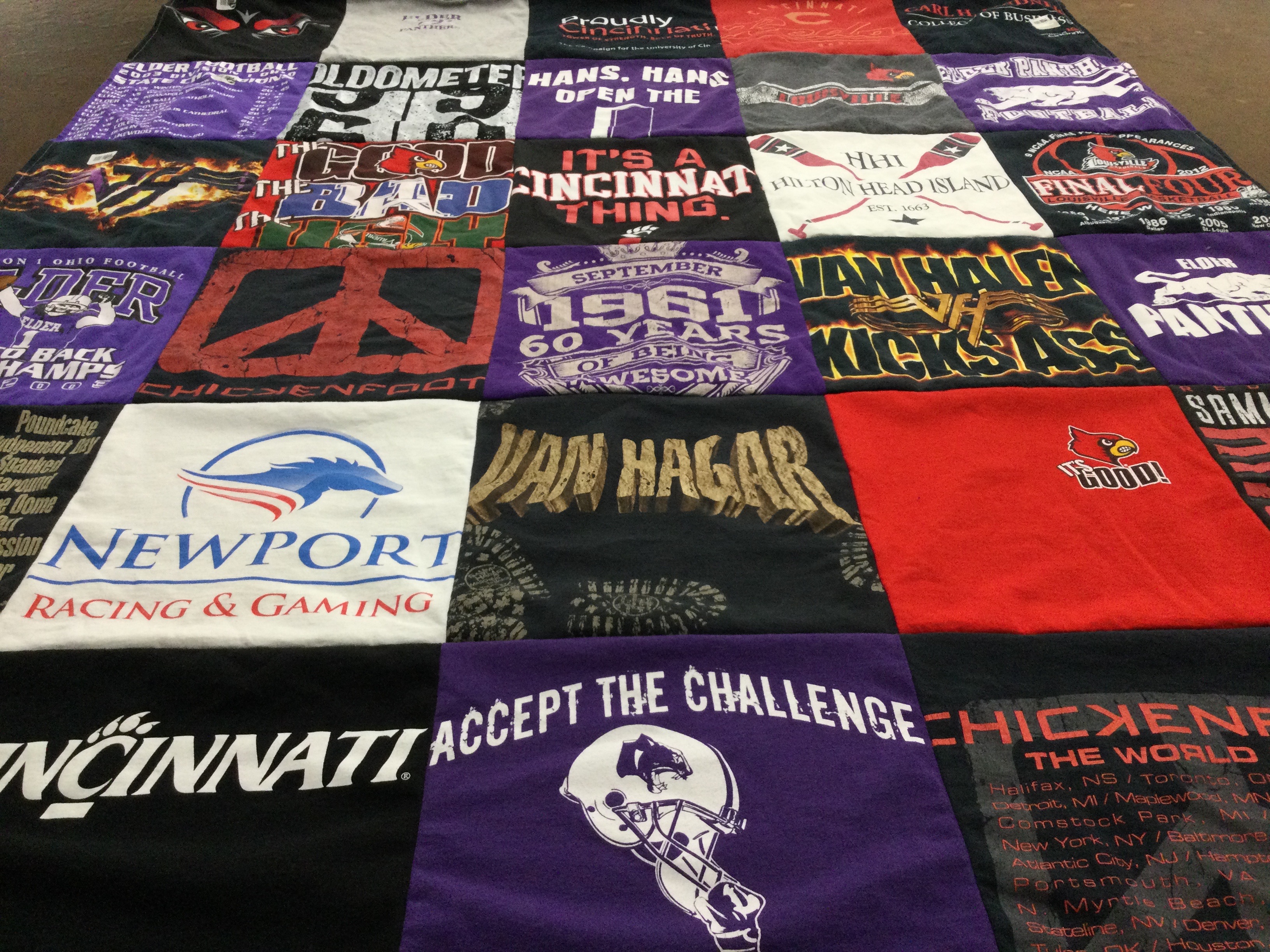 T-shirt quilt featuring university of louisville cardinals, elder football team by Julie from OH
