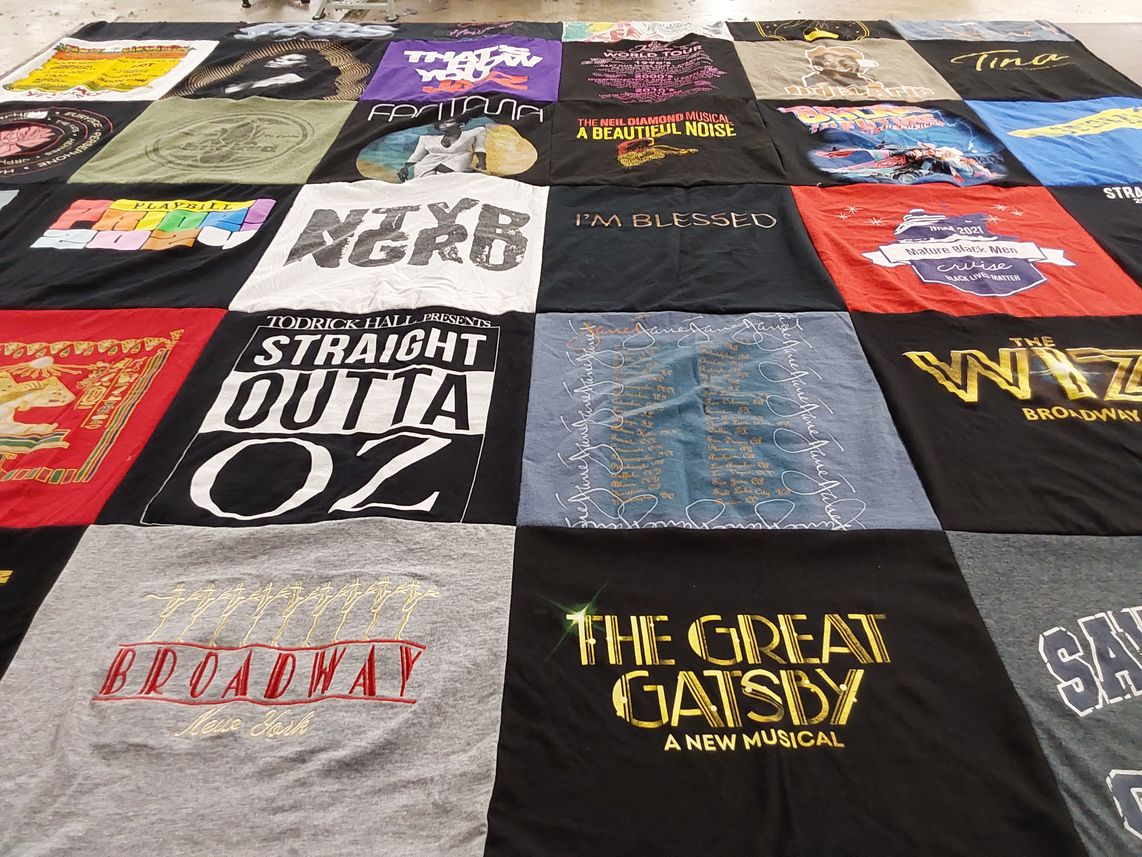 T-shirt quilt with musicals, theater themes by Michele from NJ