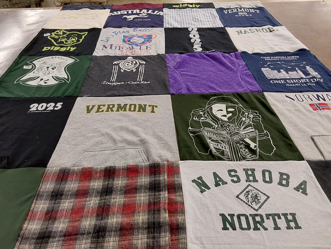 T-shirt quilt from vermont academy, nashoba north high school by Elana from MA