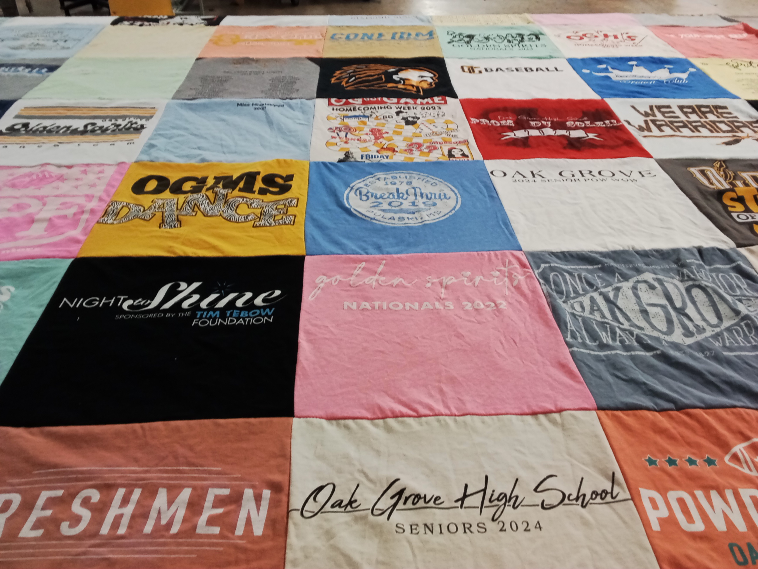 T-shirt quilt from oak grove high school by Lori from MS