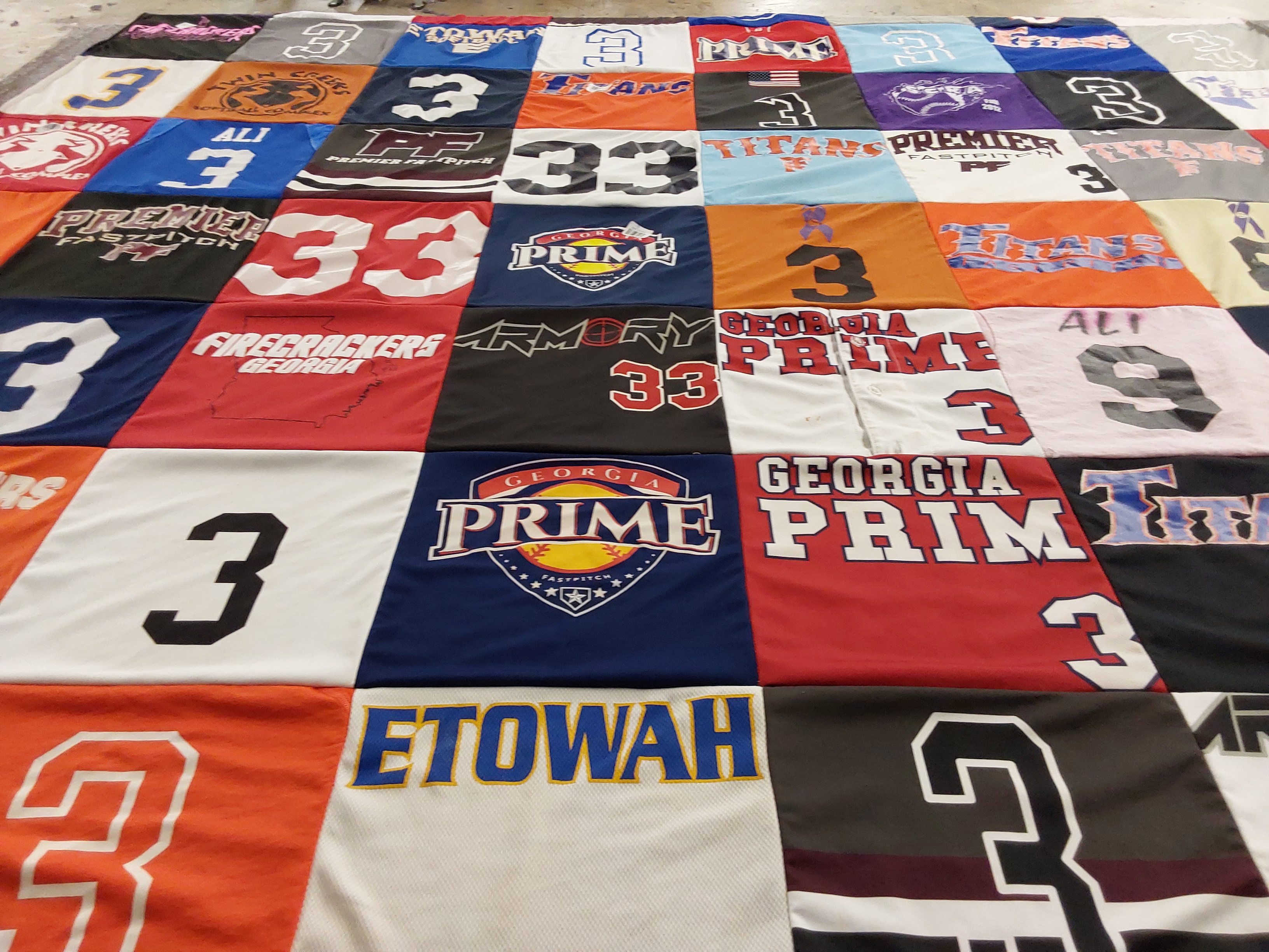 T-shirt quilt featuring georgia prime, firecrackers by Jessica from GA