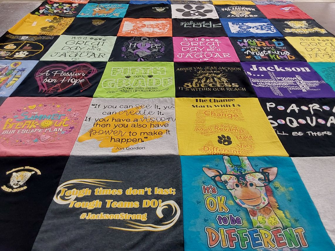 T-shirt quilt featuring jackson jaguars by Kari from KS