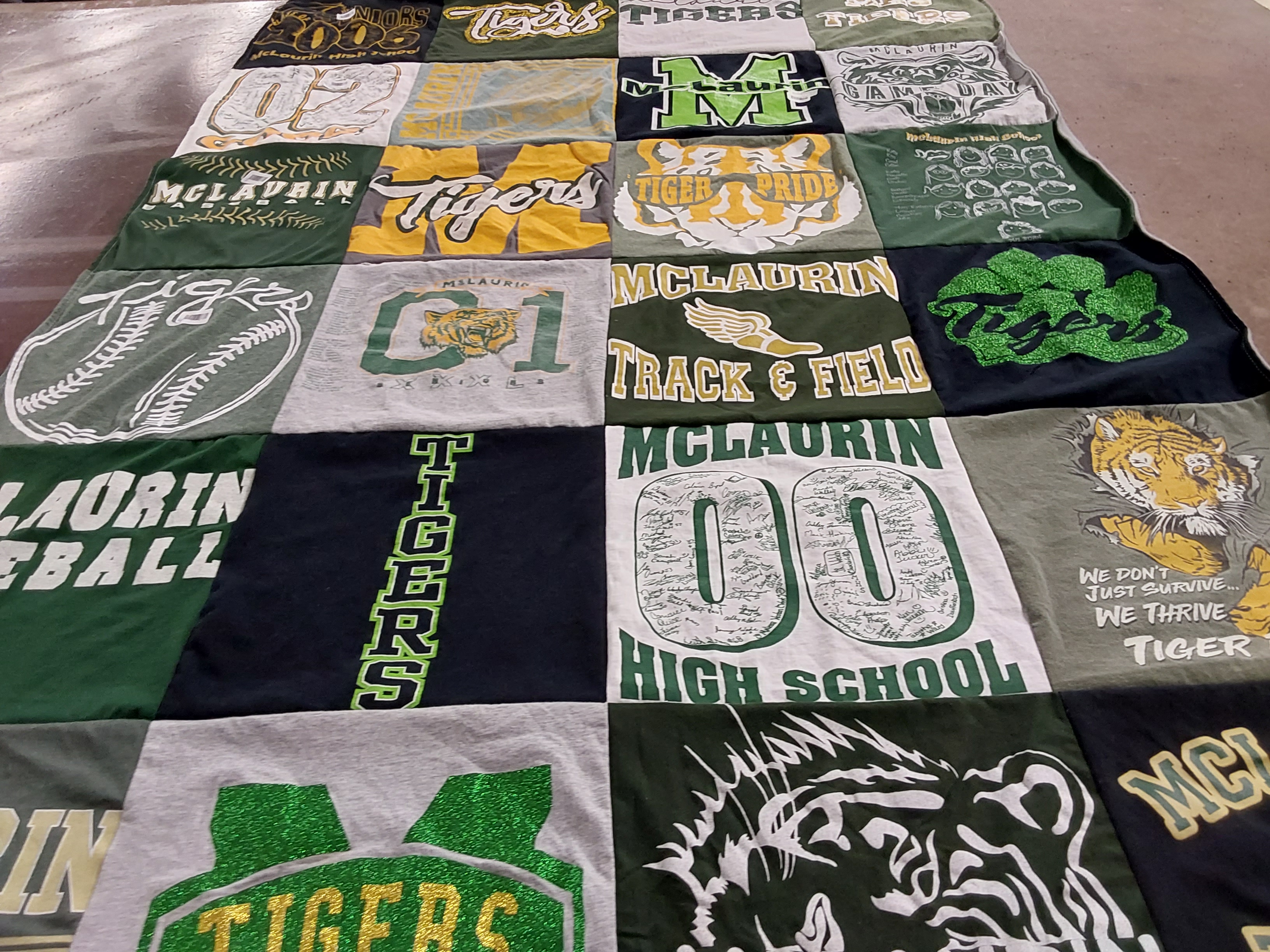 T-shirt quilt featuring mclaurin tigers by Susan from MS