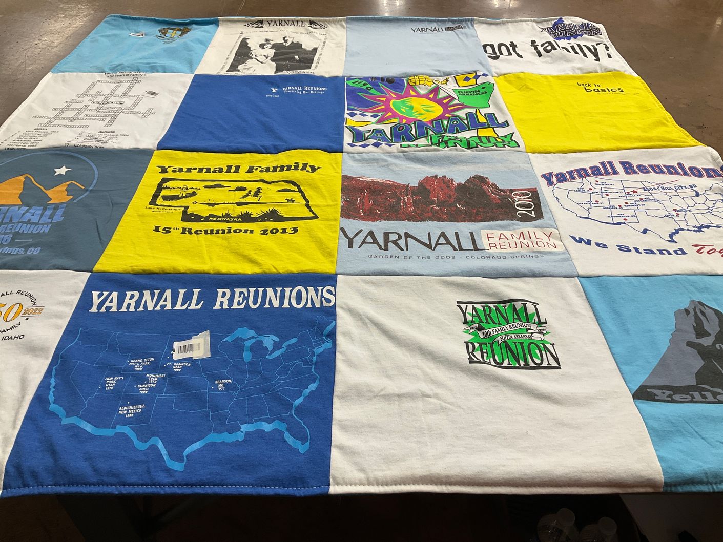 T-shirt quilt with family gatherings, reunions themes by Linda  from CA