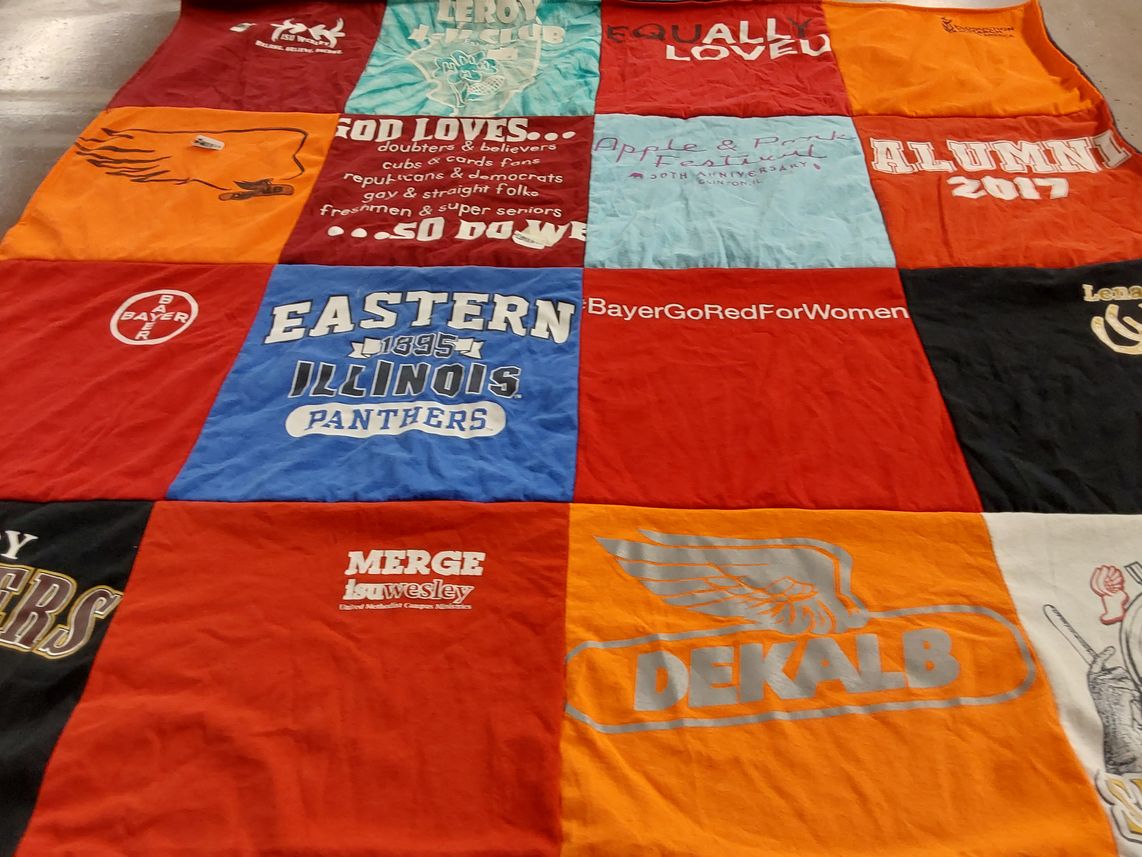 T-shirt quilt featuring eastern illinois panthers by Lena from IL