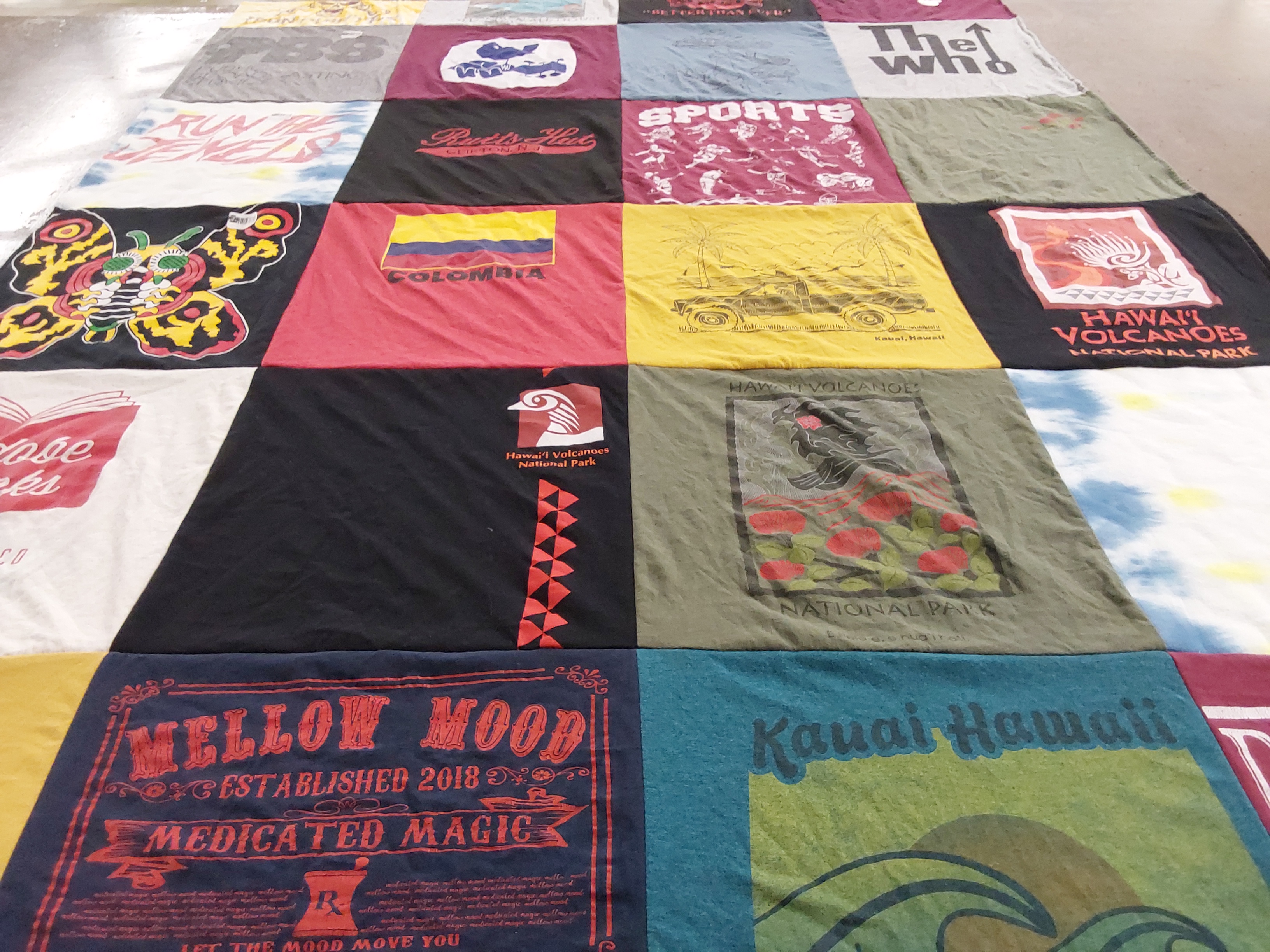 T-shirt quilt with music, sports themes by German from NJ