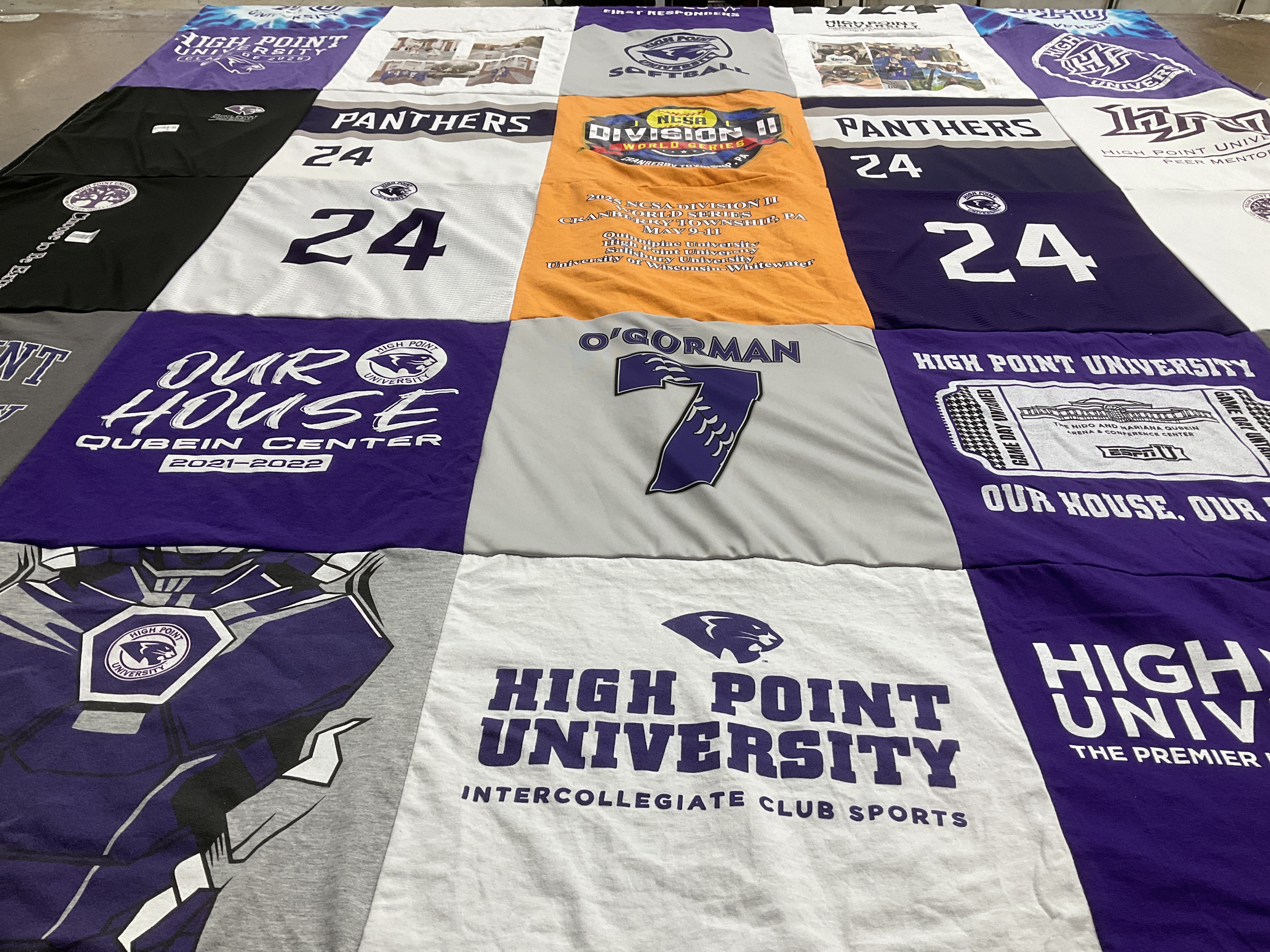 T-shirt quilt featuring high point university panthers by Tricia from NY