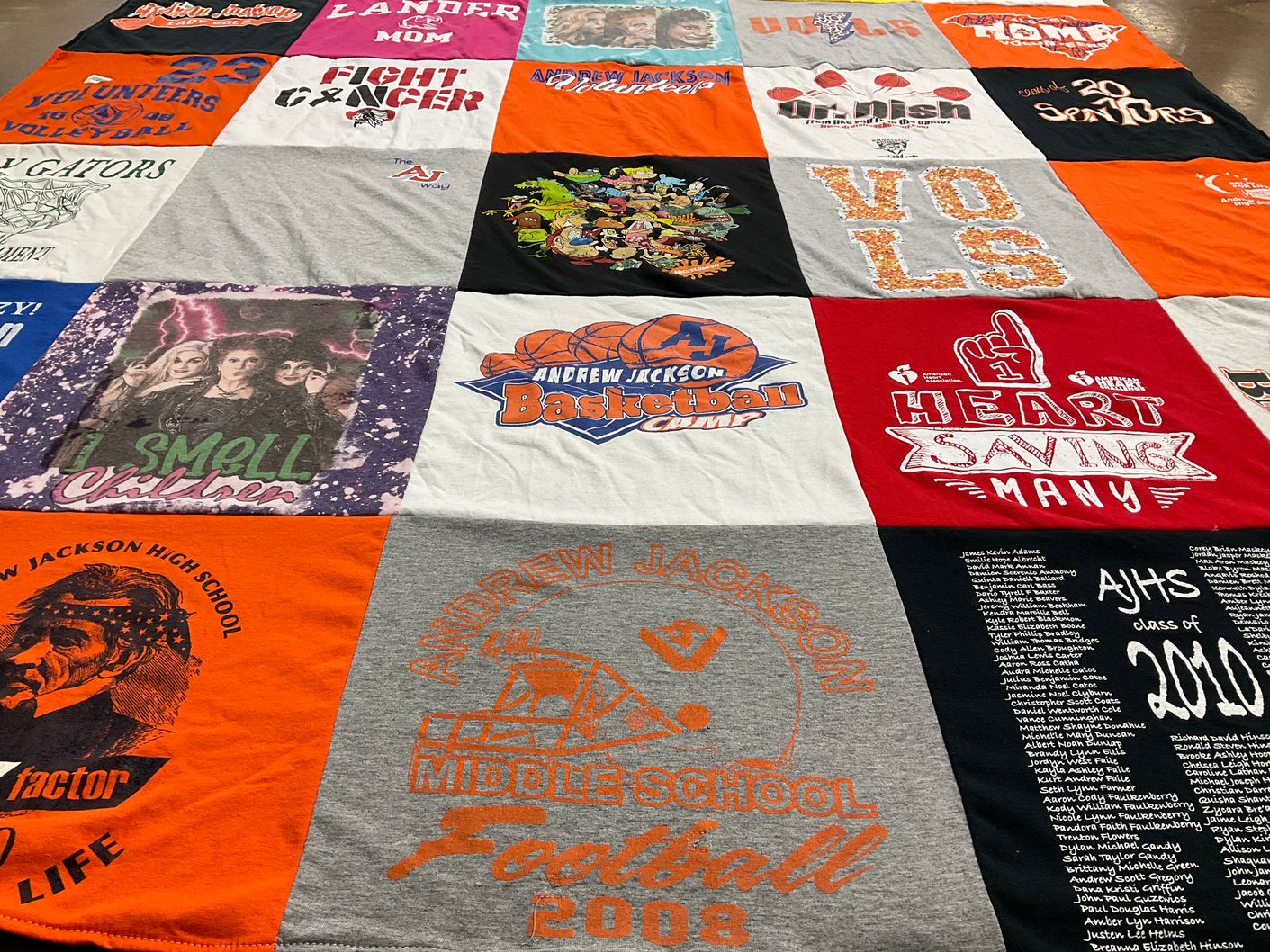 T-shirt quilt featuring andrew jackson middle school football by Brenda from SC